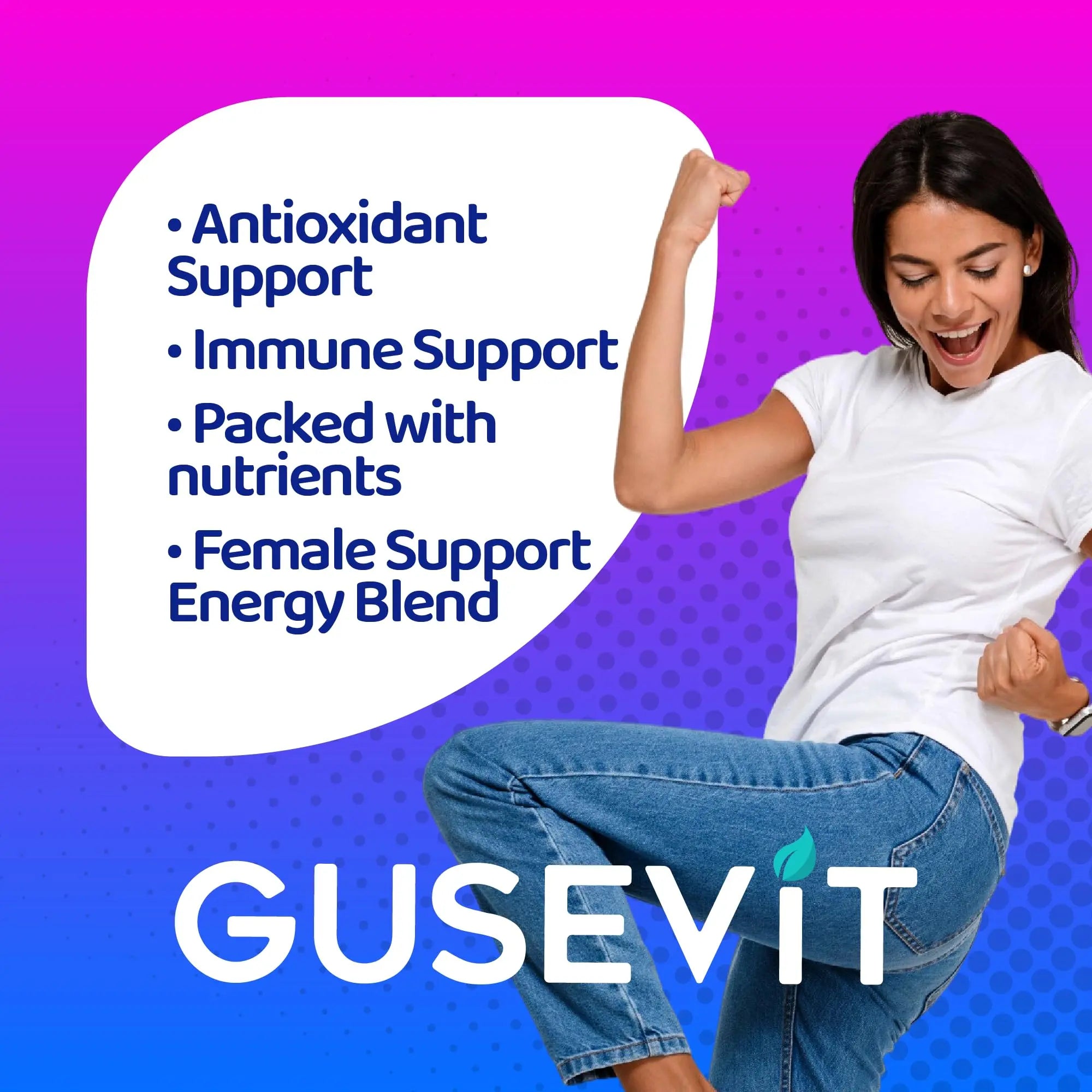 Gusevit 37-in-1 Women's Multivitamin for Immune & Stress Support, Energy Booster, Bone & Skin Health & Hair Growth | Gusevit buy supplements canada