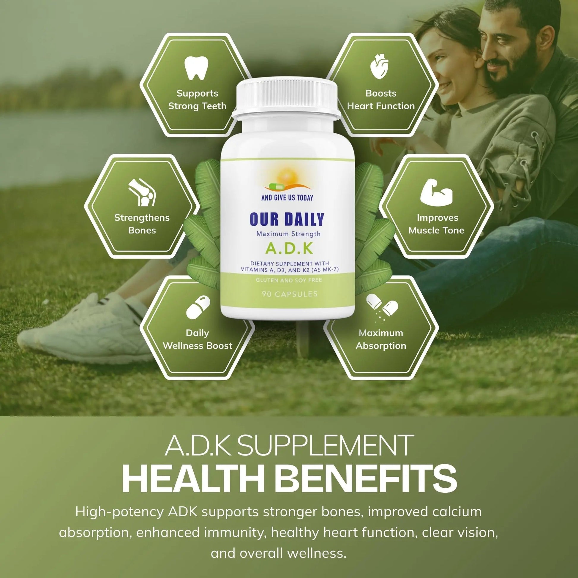 Daily Vites, ADK Vitamin Supplement 5000 IU, 90 Capsules - 3 Months Supply - High Potency Vitamin A, D3 & K2 (MK-7) - Physician Formulated ADK for Bone, Heart AND GIVE US TODAY OUR DAILY buy supplements canada