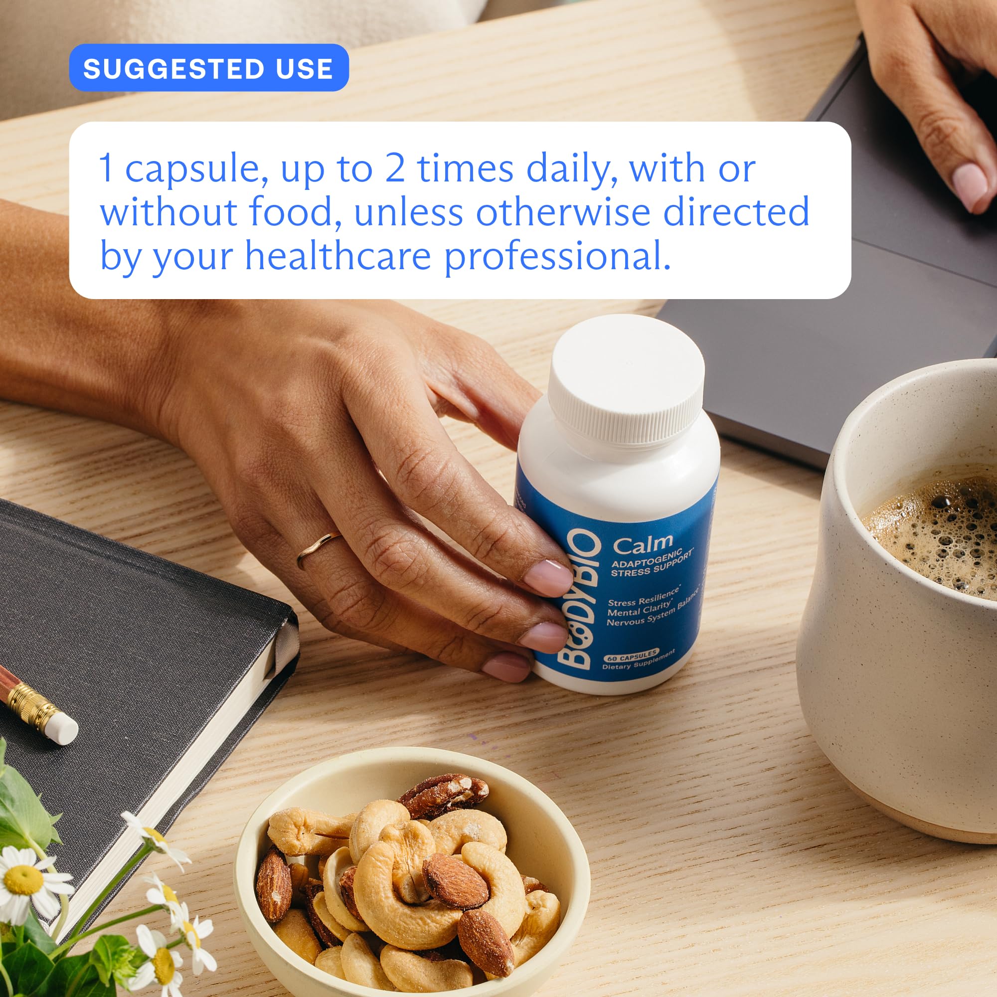 BodyBio Calm - Natural Stress Relief Blend with Rhodiola, Glycine & Phosphatidylserine - Supports Relaxation, Mental Focus & Balanced Cortisol - Non - Drowsy Formula BodyBio buy supplements canada