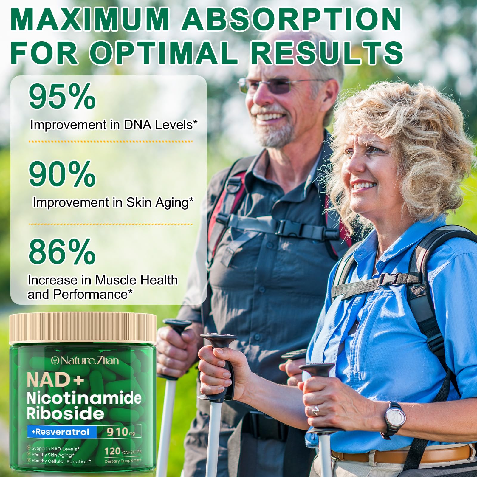 O NATURE . ZIRAN NAD Supplement - NAD+ Nicotinamide Riboside 910 Mg Supplement for Women & Men, Liposomal Nicotinamide Riboside with Resveratrol, for Focus, Boost - 120 Capsules O NATURE . ZIRAN buy supplements canada