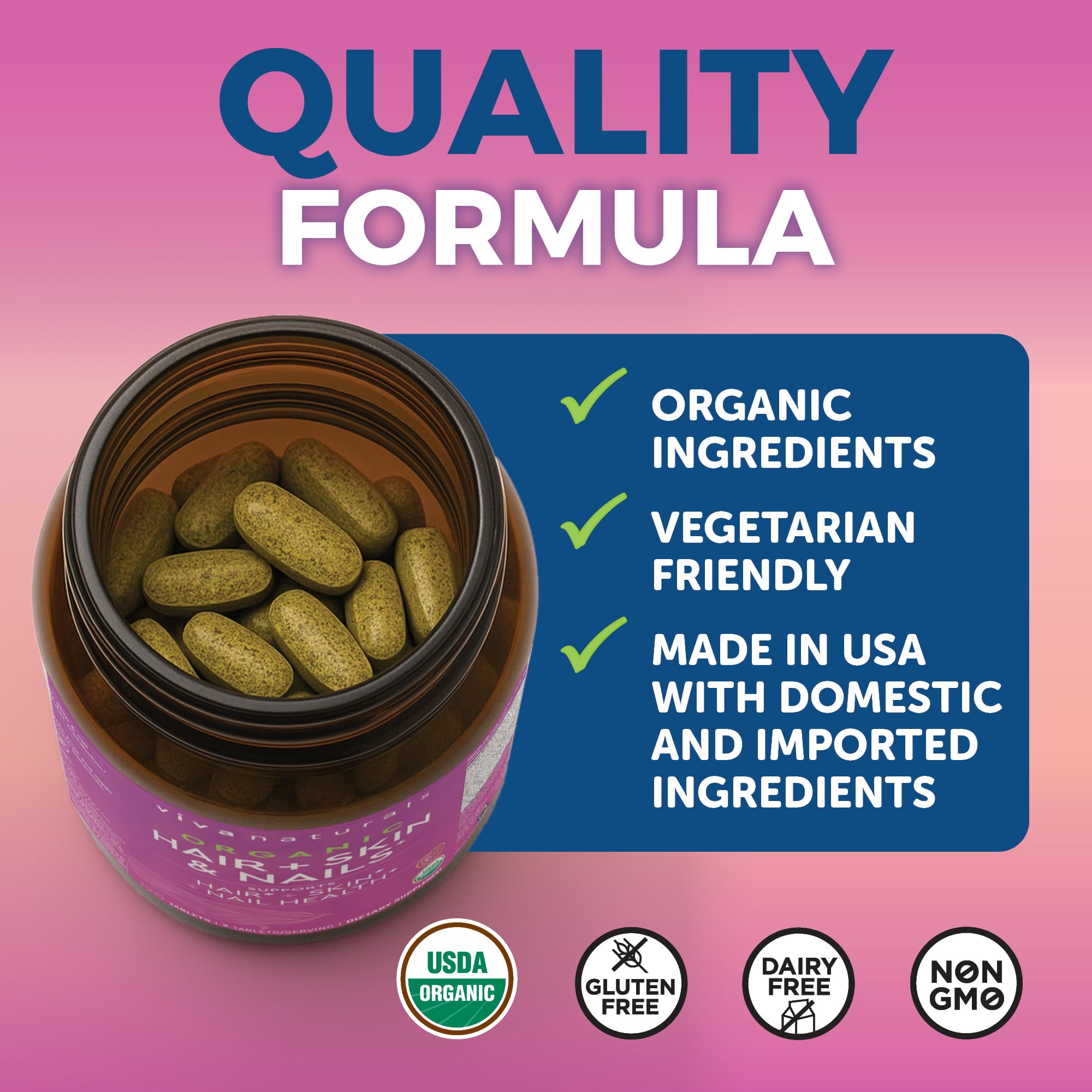 Biotin 5000 mcg Hair Skin Nails Vitamins for Women – Organic and Vegetarian-Friendly Supplement with Vitamin E, B-Vitamins, Spirulina Viva Naturals buy supplements canada