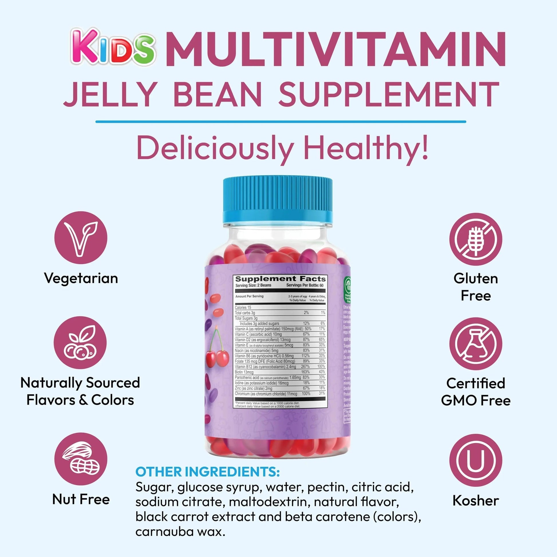 Human Beanz Multivitamin Jelly Bean Gummies with Zinc for Kids, Immune Support Dietary Supplements, Vegetarian, 120 Berry Blast Jelly Beans, Kosher Human Beanz buy supplements canada