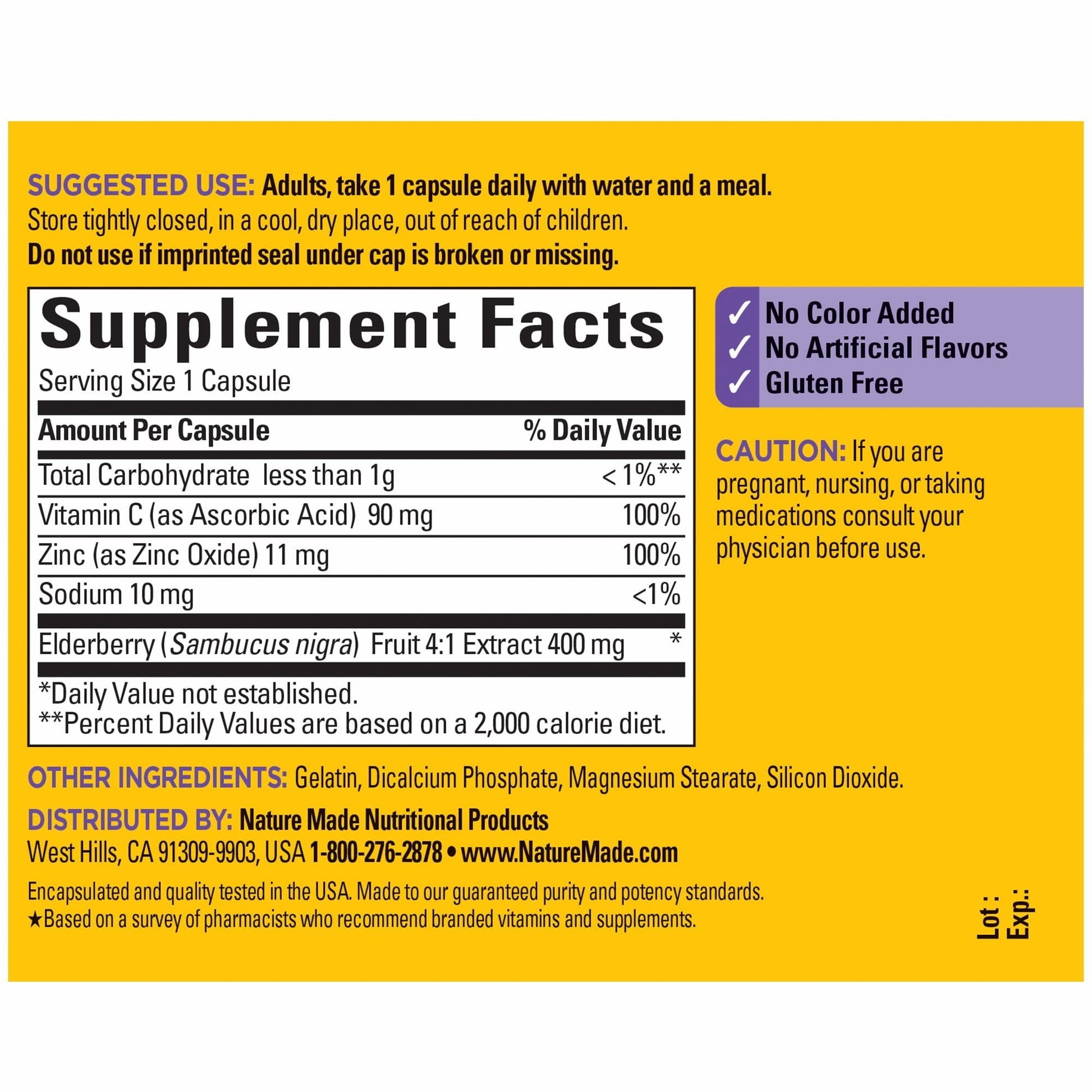 Nature Made Elderberry 400 mg Extract with Vitamin C and Zinc, Dietary Supplement Nature Made buy supplements canada