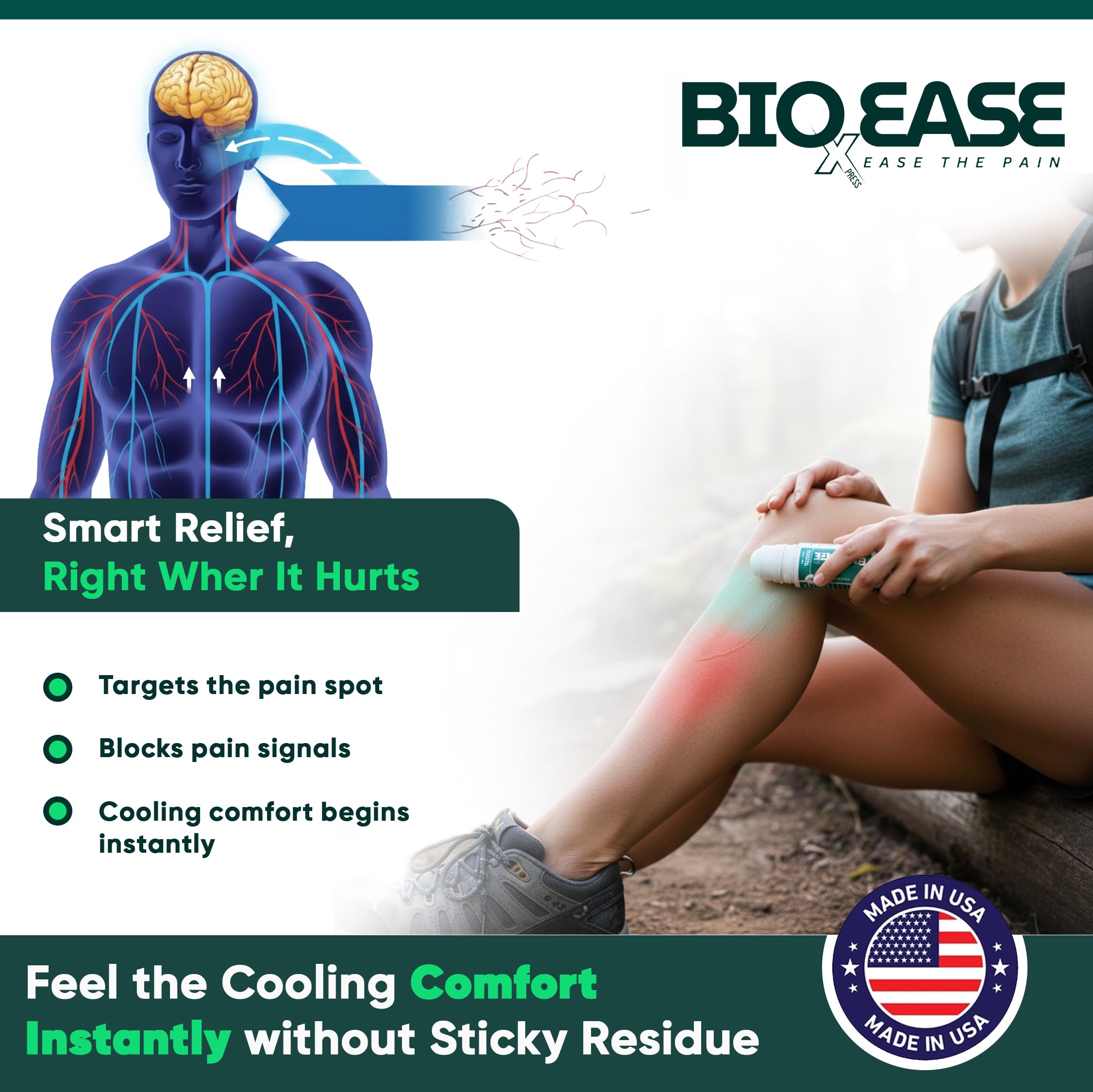 BioXPressEase Fast-Acting Hemp Pain Relief Roll On - Highly Effective, Cool & Topical Pain Relief Extra Strength for Muscle, Joint, & Back – Easy Roll On Maximum Strength - Made in USA BIOXPRESSEASE buy supplements canada
