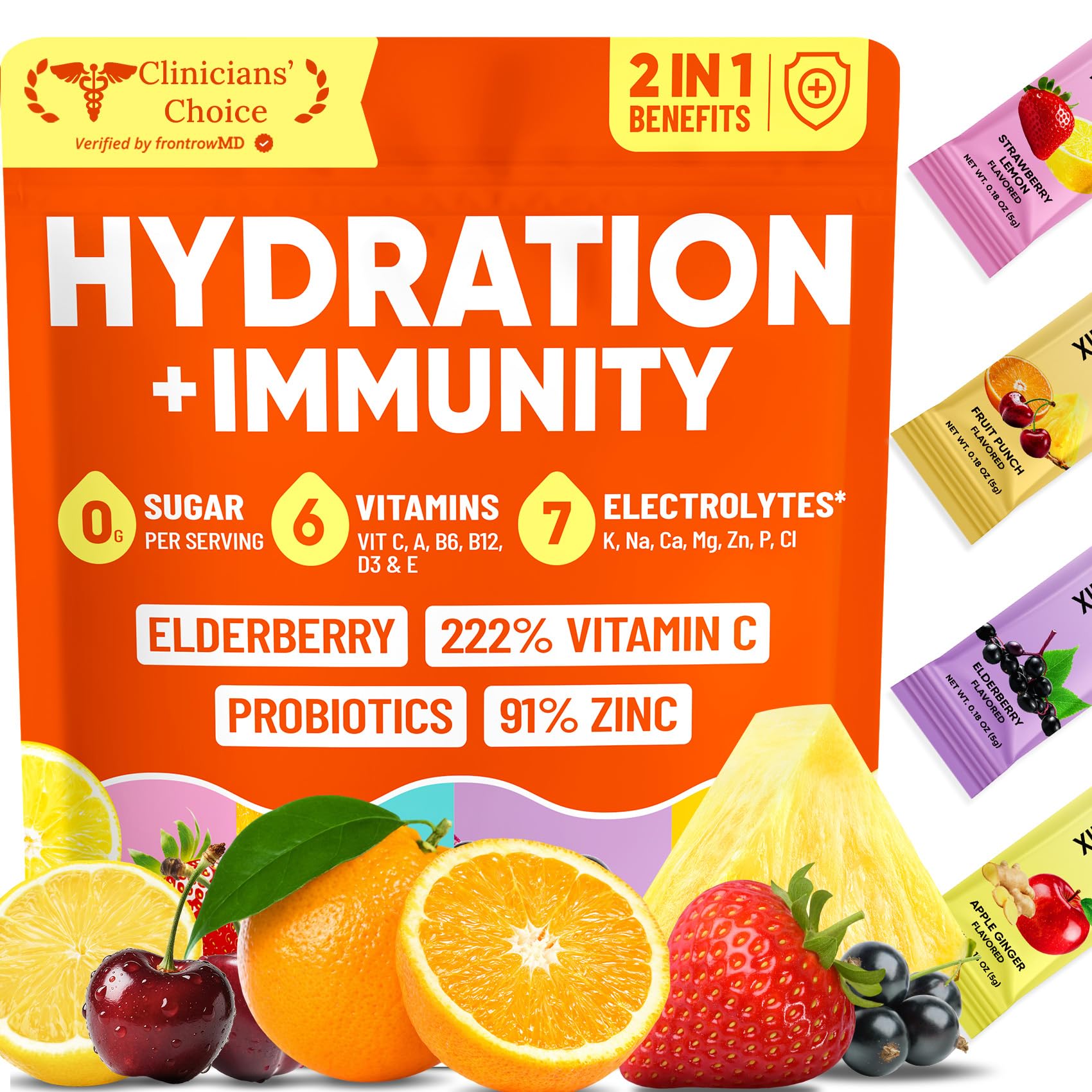 Venture Pal 2-in-1 Hydration + Immune Electrolytes Powder Packets with 7 Electrolytes & 6 Vitamins, Elderberry, Turmeric, Echinacea | Liquid Daily IV Drink Mix Venture Pal buy supplements canada