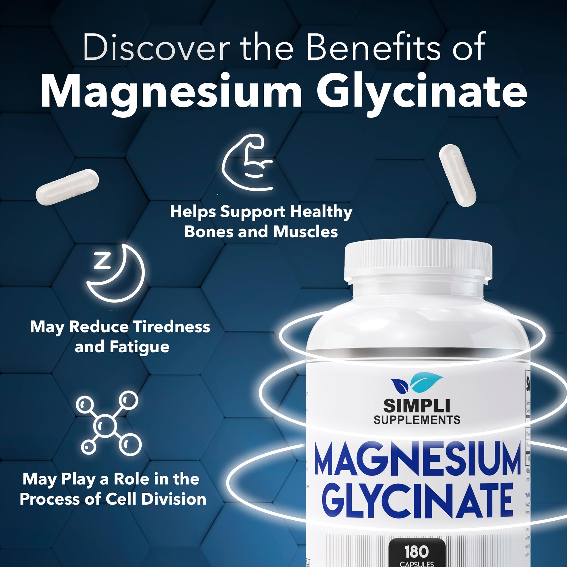 Magnesium Glycinate 400mg per Serving – High Absorption – Gentle on Stomach – Supports Sleep, Relaxation, Muscle, Bone & Immune Health – Non-GMO, Vegan, 180 Capsules Simpli Supplements buy supplements canada