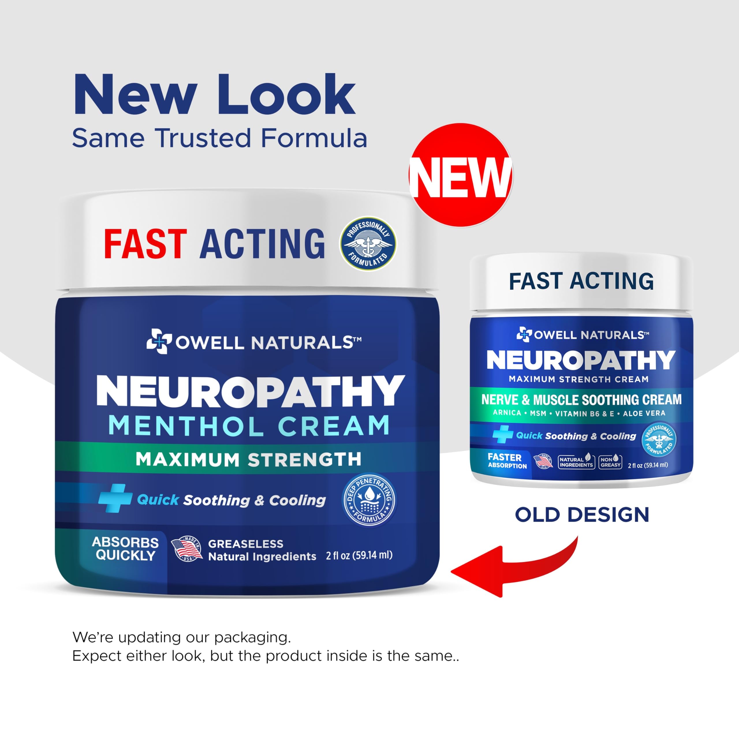 Owell Naturals Neuropathy Cream Extra Strength – Fast Absorbing Cooling for Leg, Feet & Hands – Advanced Soothing Formula with Aloe Vera, Arnica, MSM & Vitamin B6 – Made in USA, 2 fl oz Owell Naturals buy supplements canada