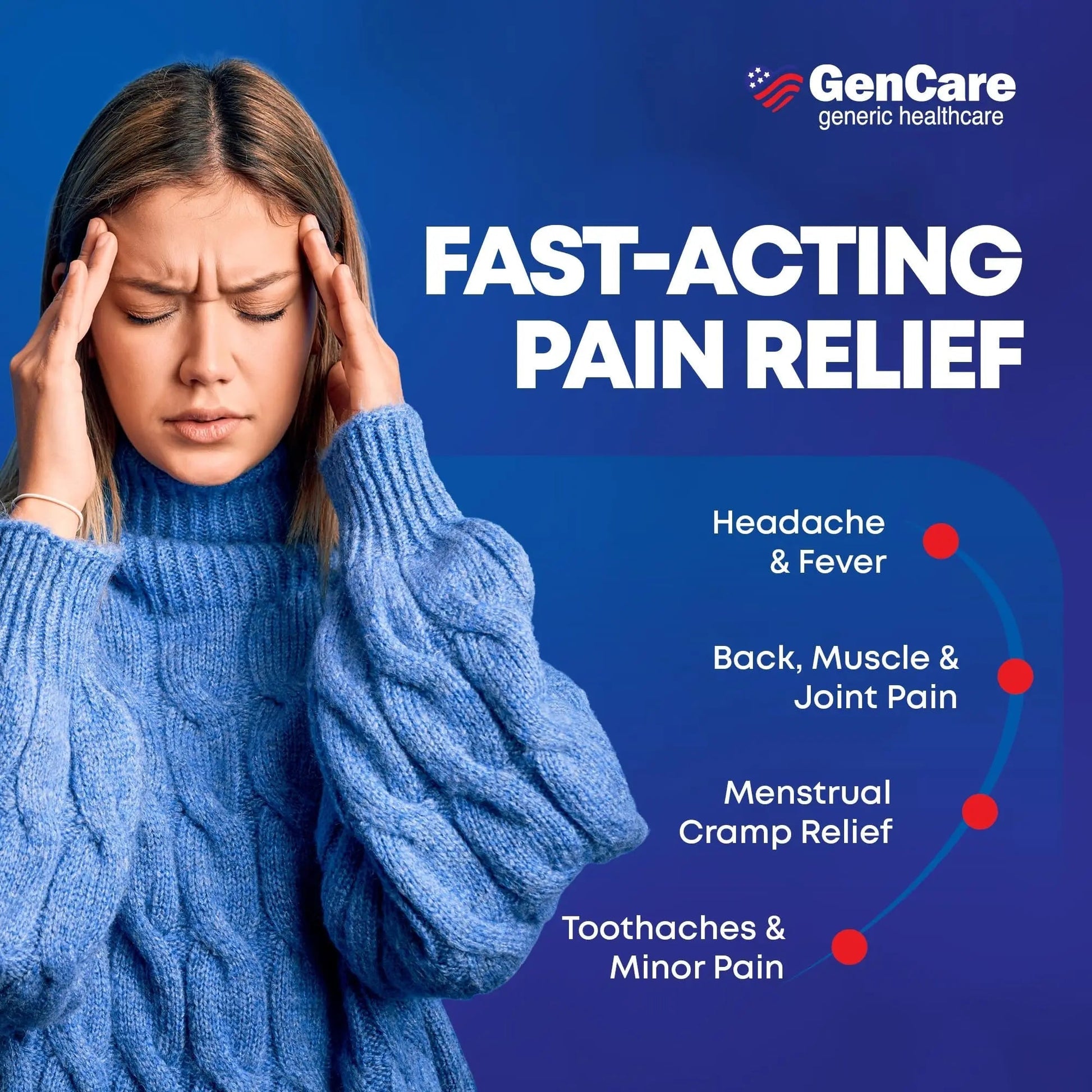 GenCare - Acetaminophen 500mg Extra Strength Pain Relief (300 Caplets) - Multi Symptom Pain Reliever for Headache, Sinus, Arthritis, Back Pain Muscle Ache, Toothache, Fever Reducer, Migraine GenCare buy supplements canada