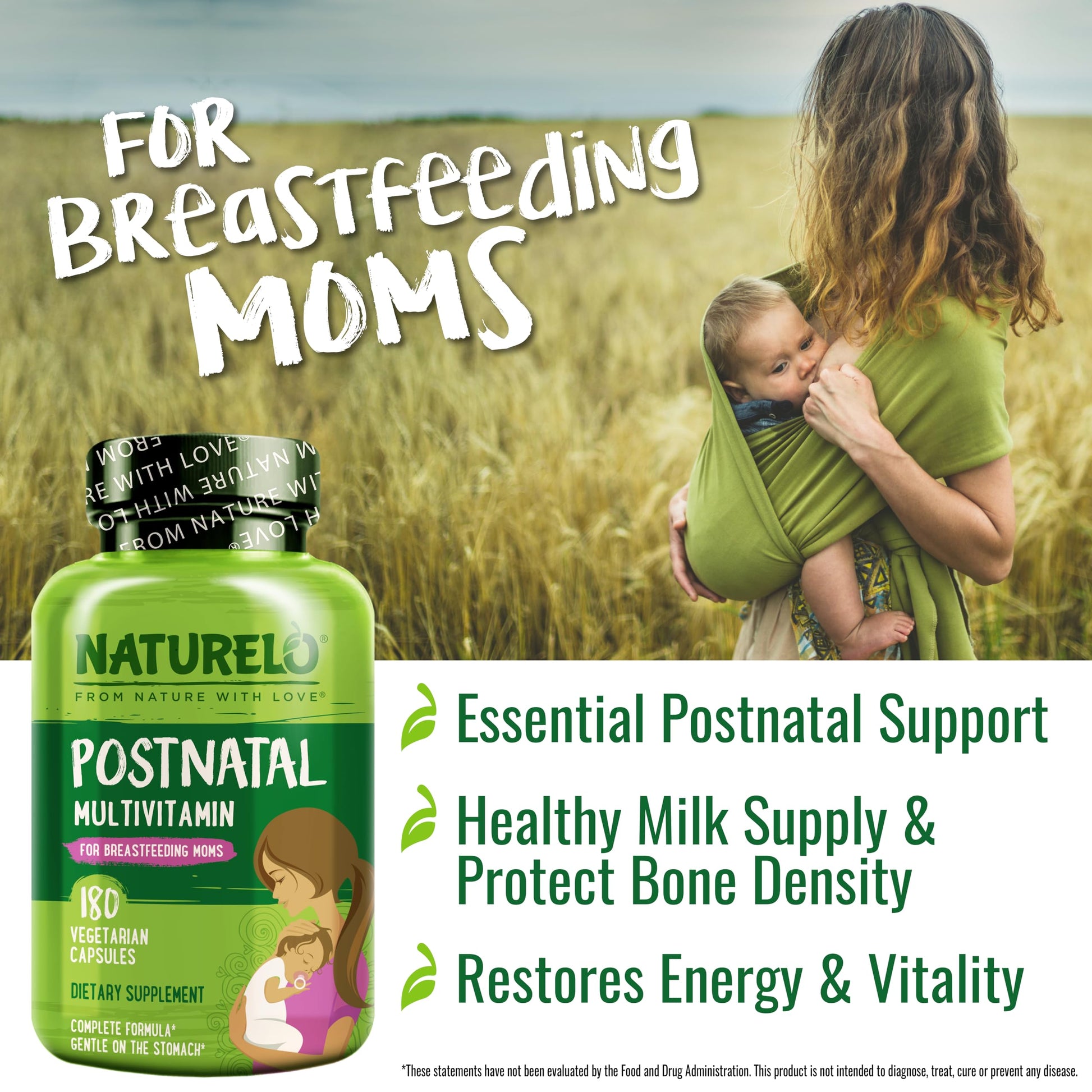 NATURELO Postnatal Multivitamin - Supplement for Breastfeeding Women - Plant-Based Vitamin D, Folate, Gentle Iron - for Nursing Mother, Baby NATURELO buy supplements canada