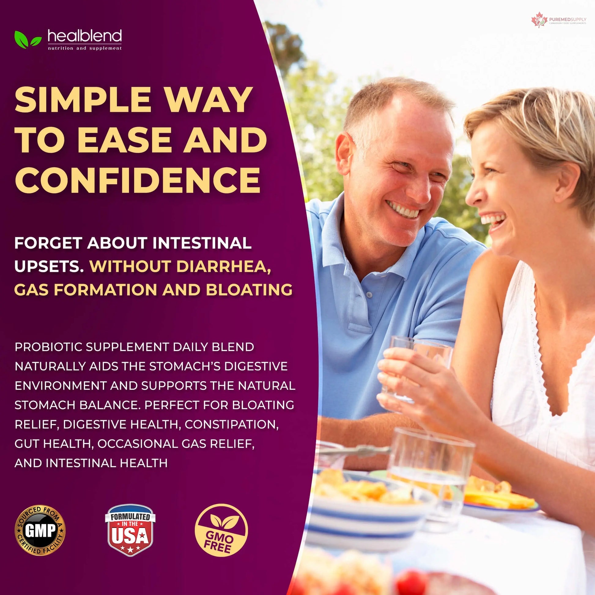 healblend Probiotic Caps Dietary Supplement Capsules, Probiotic for Women and for Men Digestive Health, Immune System Support, Non-GMO, Gluten-Free, 120 Veg Caps healblend buy supplements canada