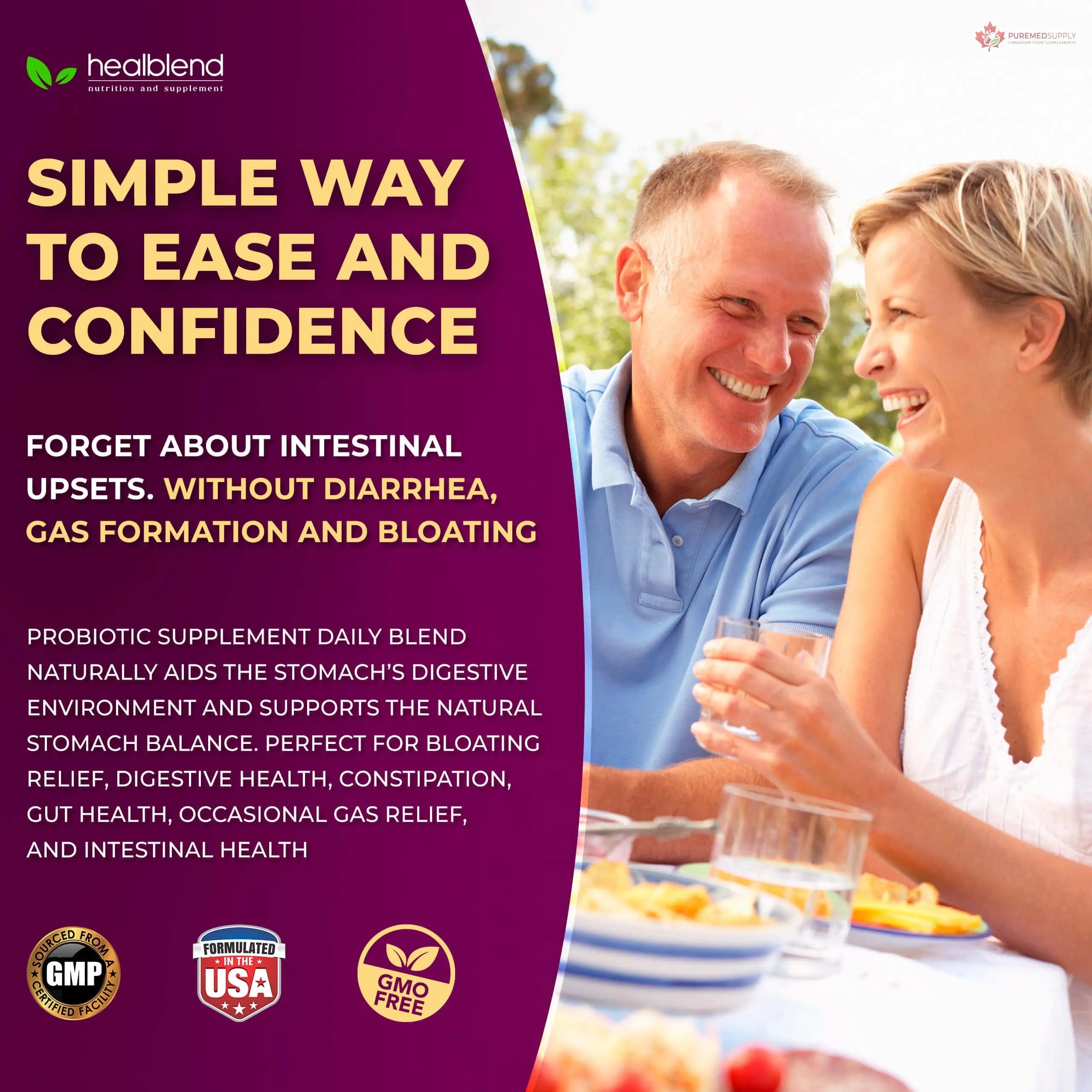 healblend Probiotic Caps Dietary Supplement Capsules, Probiotic for Women and for Men Digestive Health, Immune System Support, Non-GMO, Gluten-Free, 120 Veg Caps healblend buy supplements canada