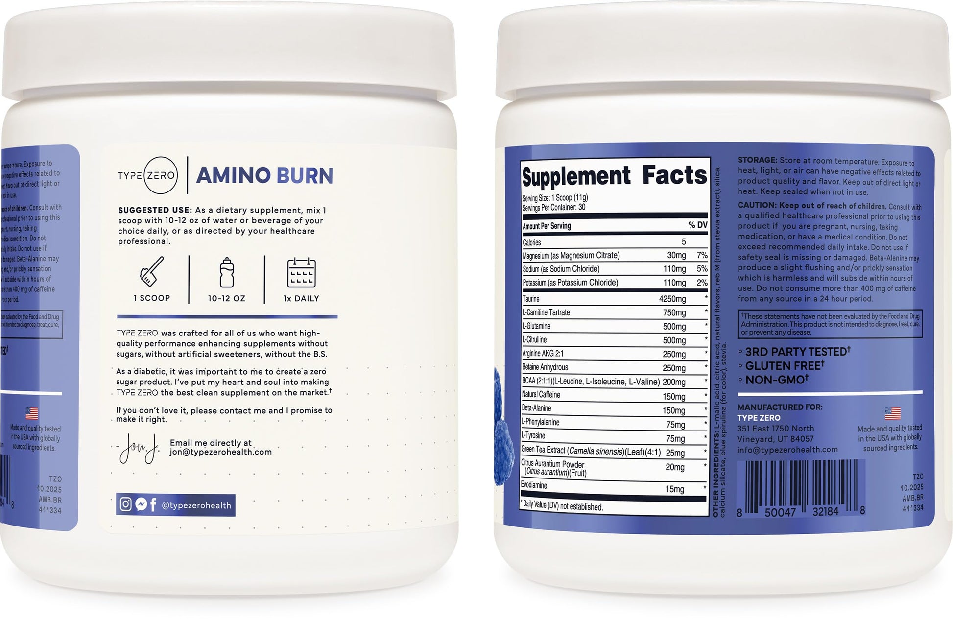 Type Zero Amino Burn - Vegan BCAA + Clean Pre Workout Powder with Arginine AKG, L-Citrulline & Beta Alanine - Amino Acid Clean Energy, Endurance & Hydration Supplement - Blue Raspberry, 30 Servings Type Zero buy supplements canada