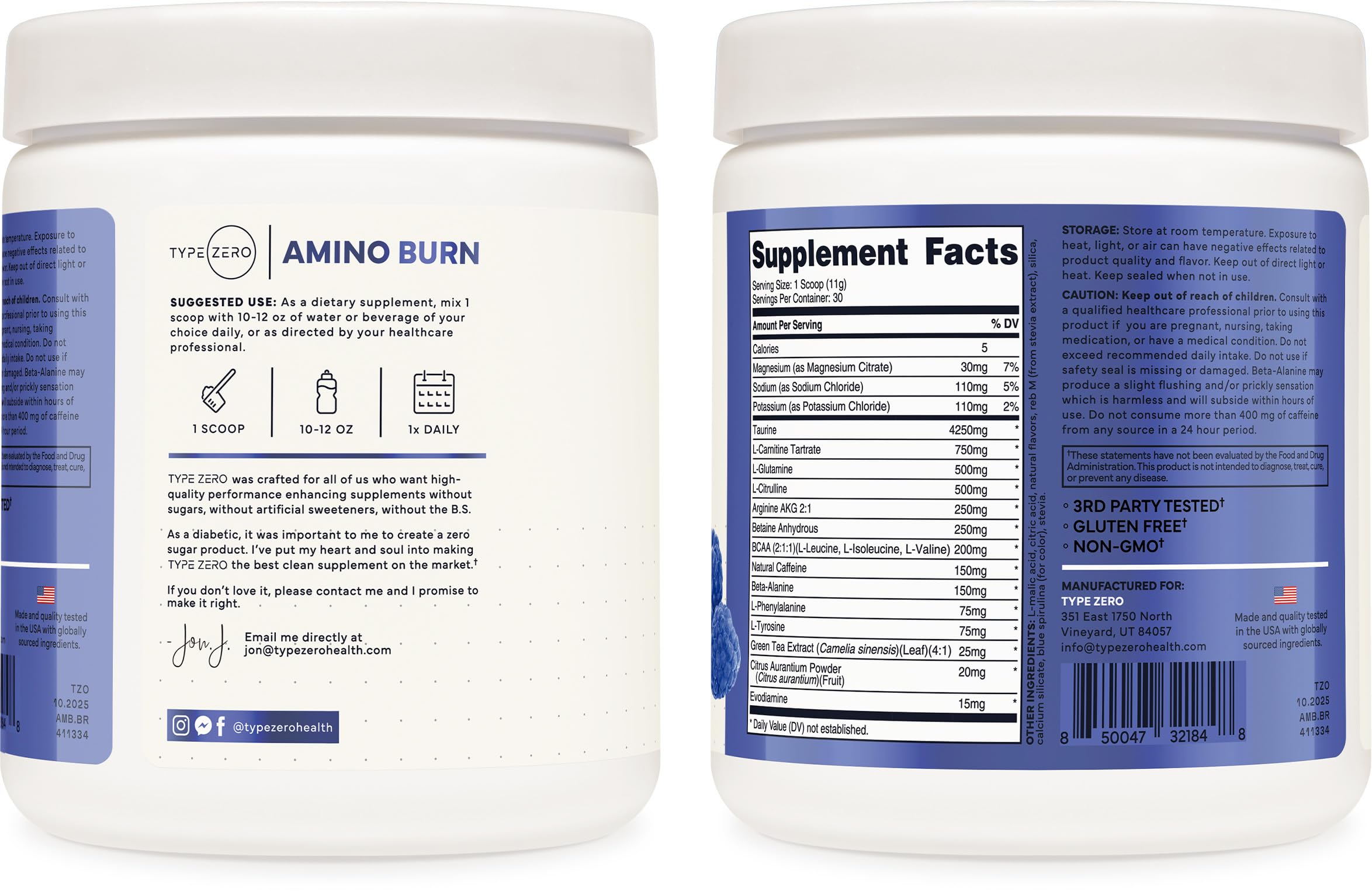 Type Zero Amino Burn - Vegan BCAA + Clean Pre Workout Powder with Arginine AKG, L-Citrulline & Beta Alanine - Amino Acid Clean Energy, Endurance & Hydration Supplement - Blue Raspberry, 30 Servings Type Zero buy supplements canada