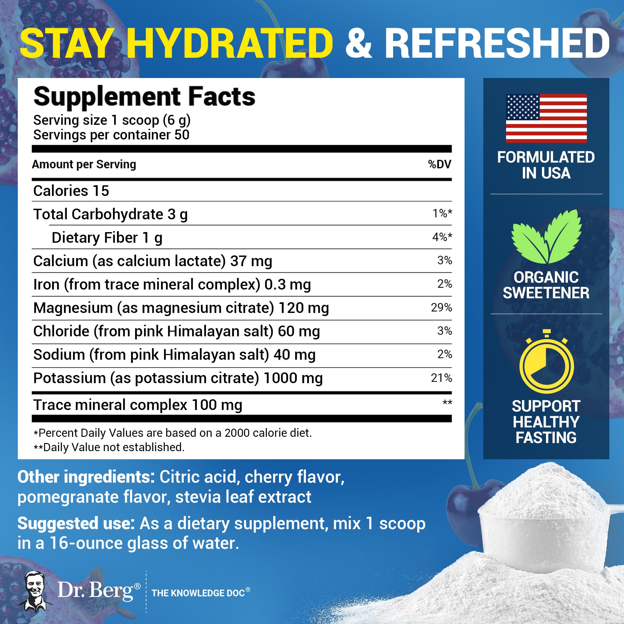 Dr. Berg Zero Sugar Hydration Keto Electrolyte Powder - Enhanced w/ 1000 mg of Potassium & Real Pink Himalayan Salt (NOT Table Salt) Dr. Berg Nutritionals buy supplements canada