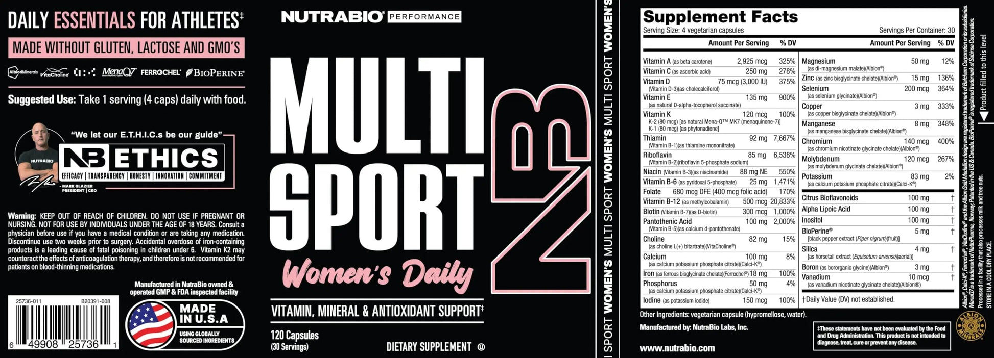 NutraBio Multisport for Women - Womens MultiVitamin - 33 Vitamins, Minerals, Micronutrients - Rich in Antioxidants NutraBio buy supplements canada