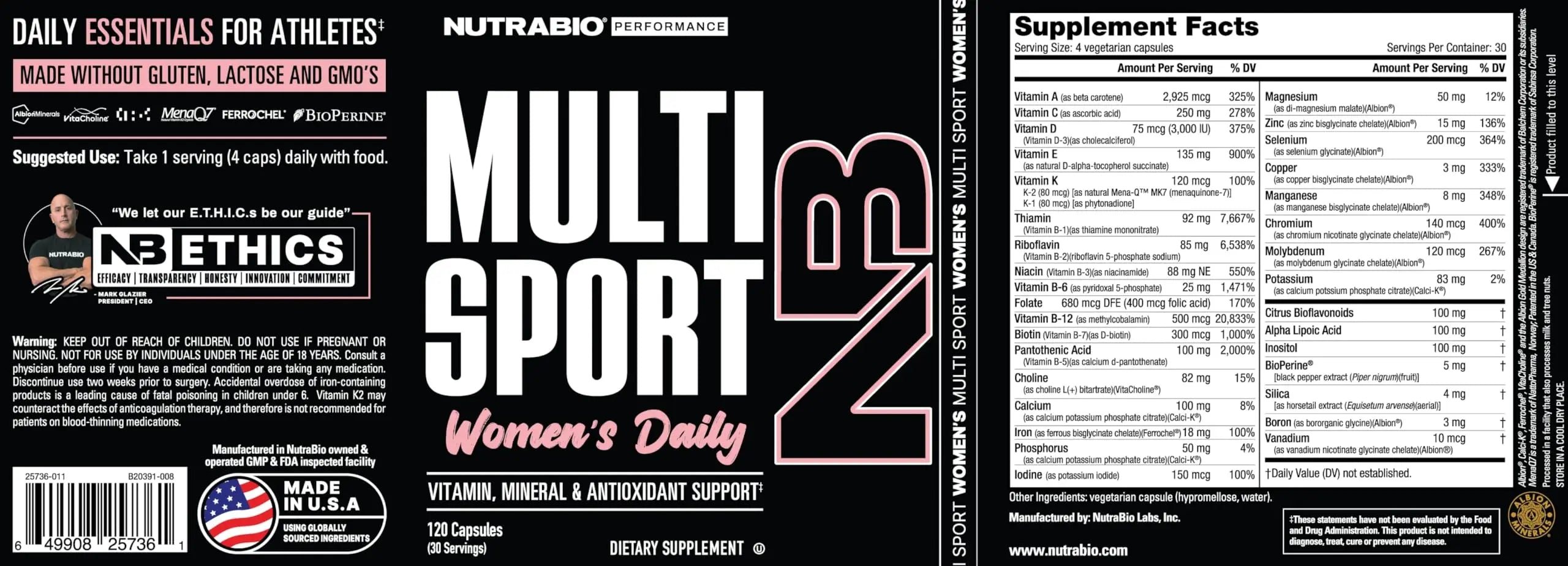 NutraBio Multisport for Women - Womens MultiVitamin - 33 Vitamins, Minerals, Micronutrients - Rich in Antioxidants NutraBio buy supplements canada