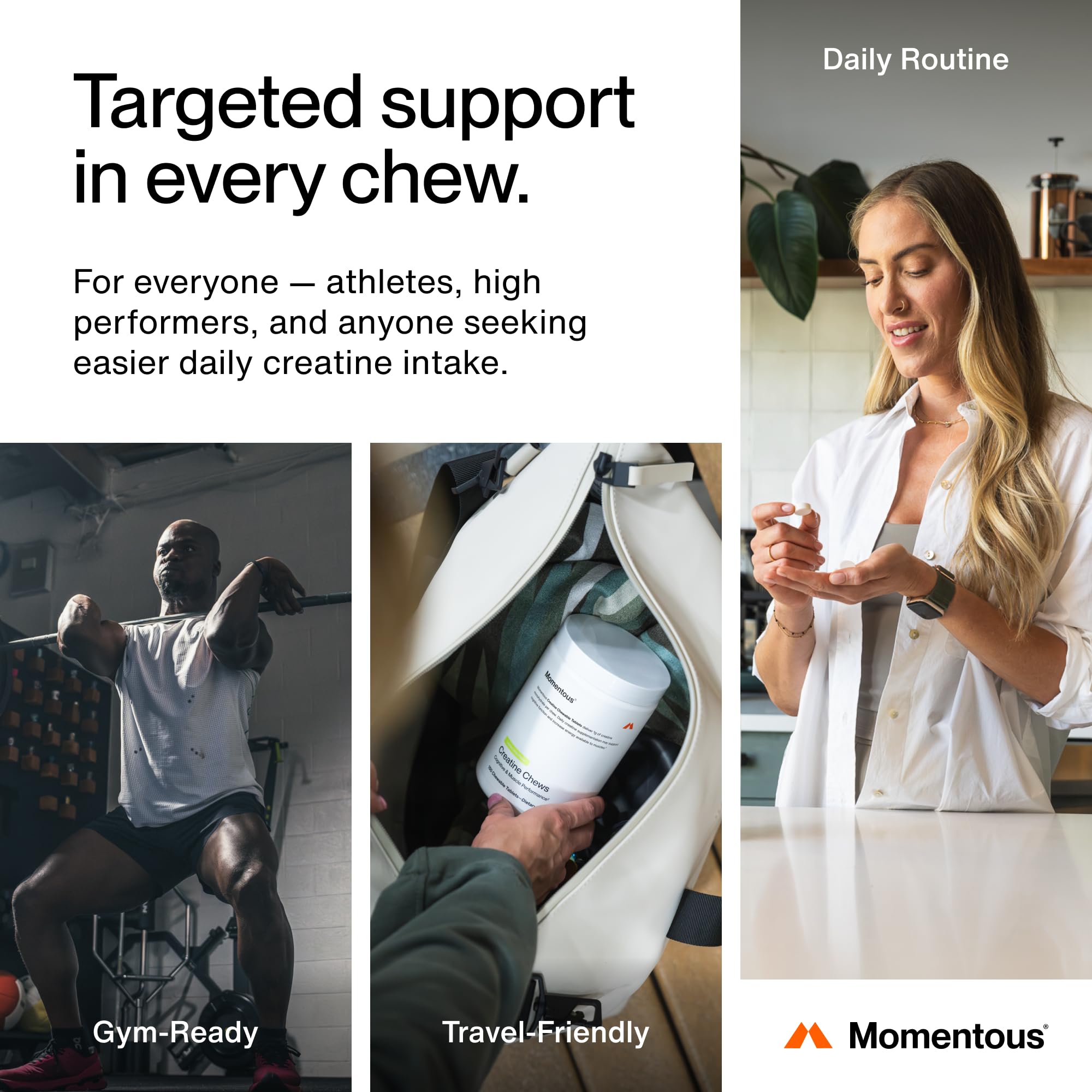 Momentous Creatine Chews - Creatine Monohydrate - Supports Strength, Lean Muscle, & Recovery for Men & Women - NSF Certified for Sport - 150 Chewable Tablets - Lemon Lime Momentous buy supplements canada