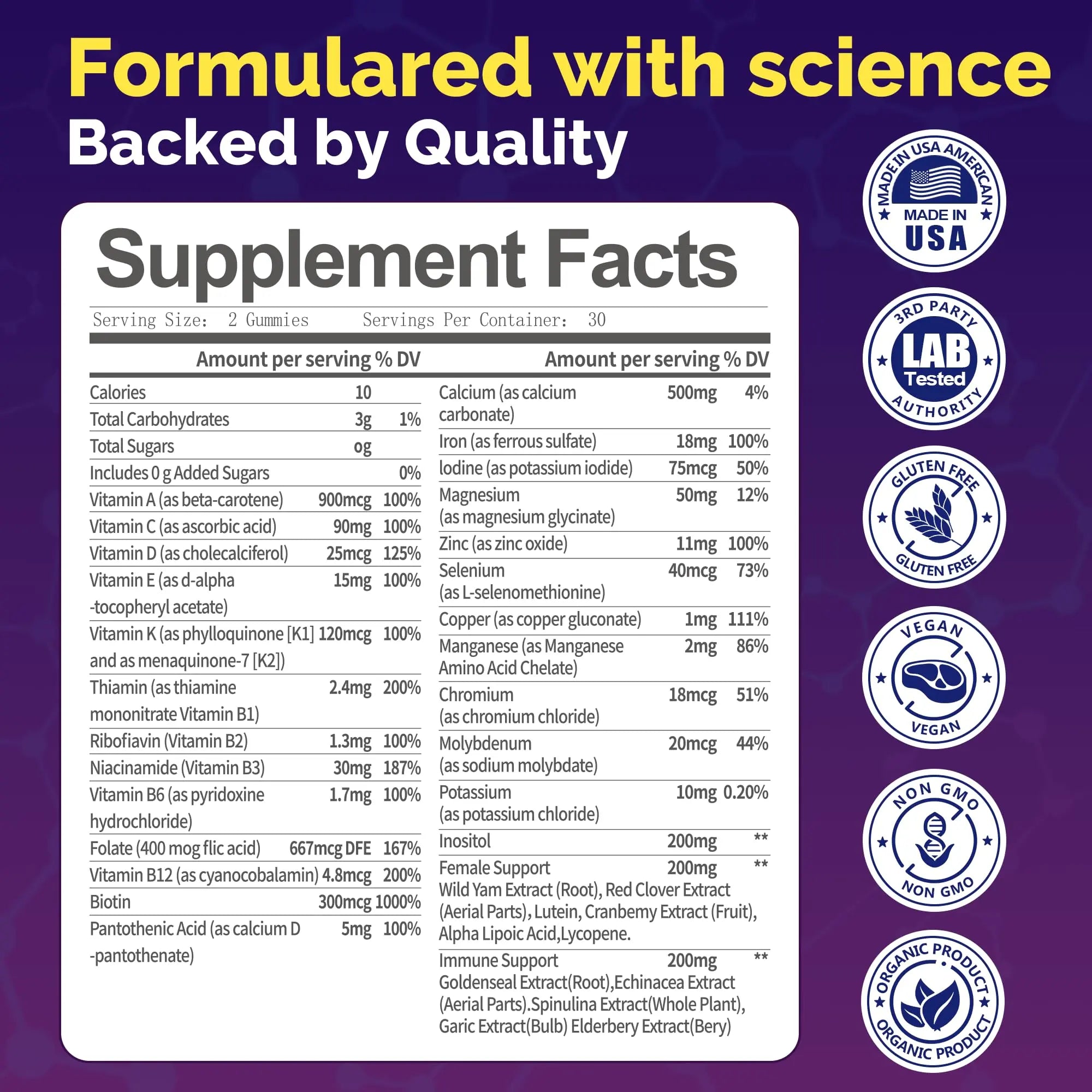 VCCVBB All-in-One Women's Multivitamin Gummies with Complete Vitamin & Mineral Complex, Herbal Blends for Energy, Overall Health VCCVBB buy supplements canada