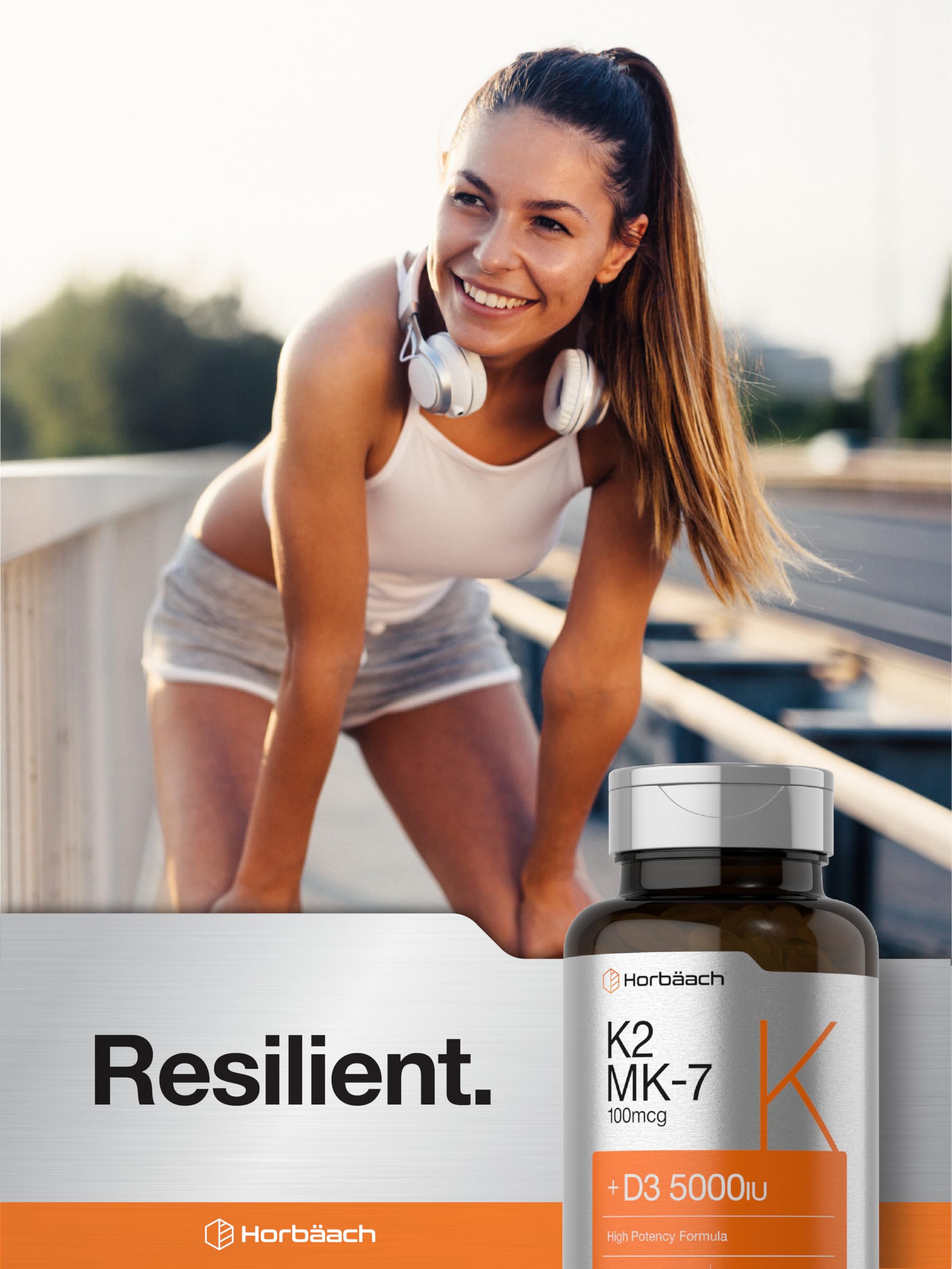 Horbäach Vitamin D3 K2 | 5000iu of Vitamin D & 100mcg MK-7 Complex | 180 Softgel Cap Horbäach buy supplements canada