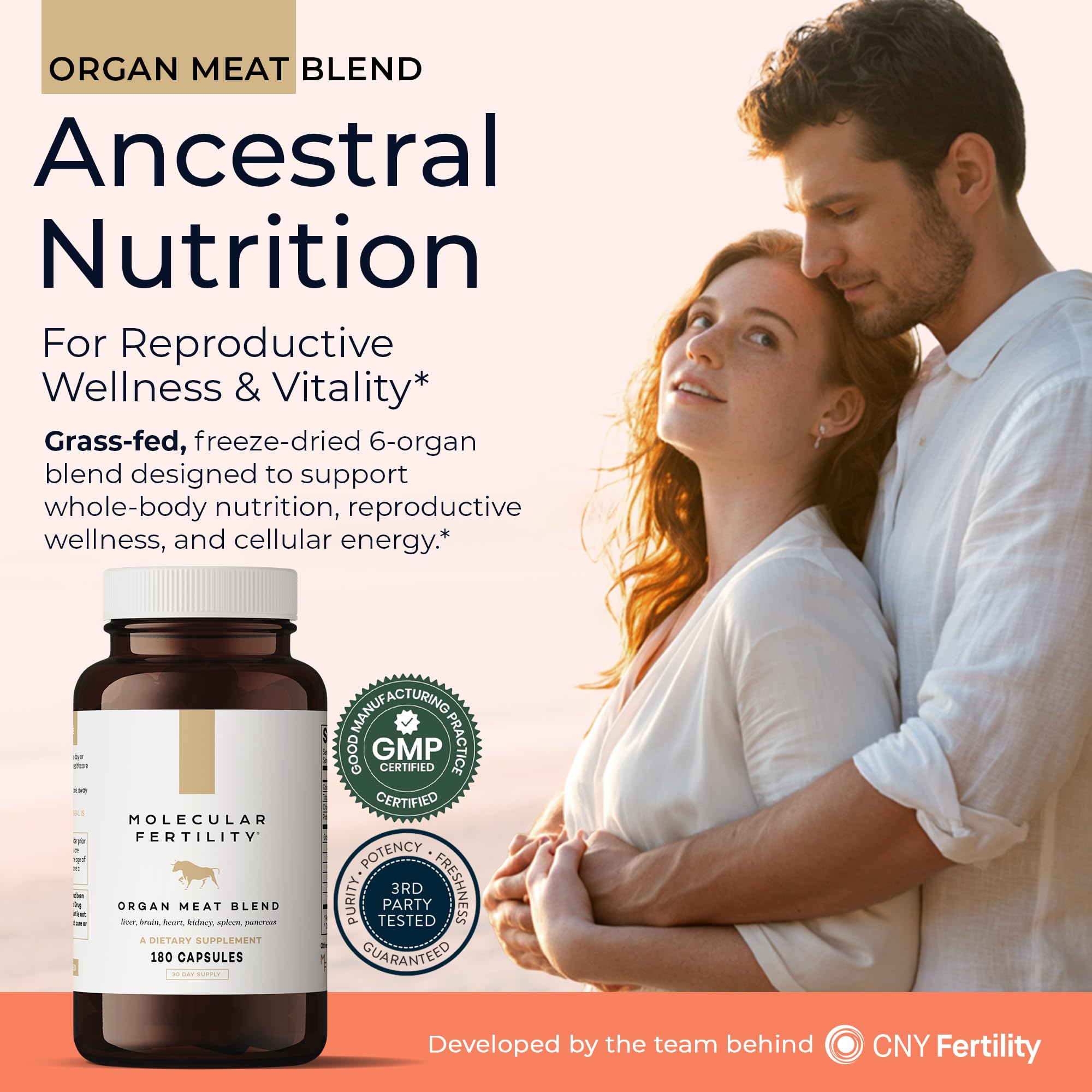 Molecular Fertility Beef Organ Complex - Pasture-Raised, Grass Fed Beef Liver, Brain, Heart, Spleen, Pancreas Blend, Healthy Hormone Balance and Fertility Supplement for Women and Men, 180 Capsules Molecular Fertility buy supplements canada
