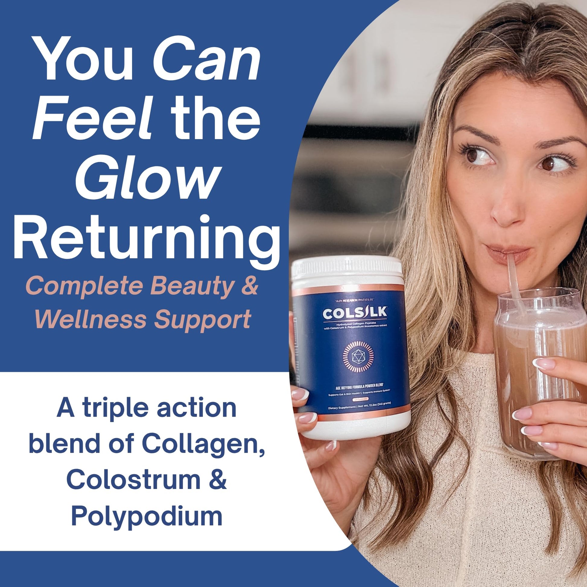 SRILabs ColSilk Unflavored Hydrolyzed Collagen Powder with Colostrum and Polypodium - Skin, Hair, Nails, Gut Health and Joint Support - One Scoop Daily | 1 Month Supply Skin Research Institute buy supplements canada