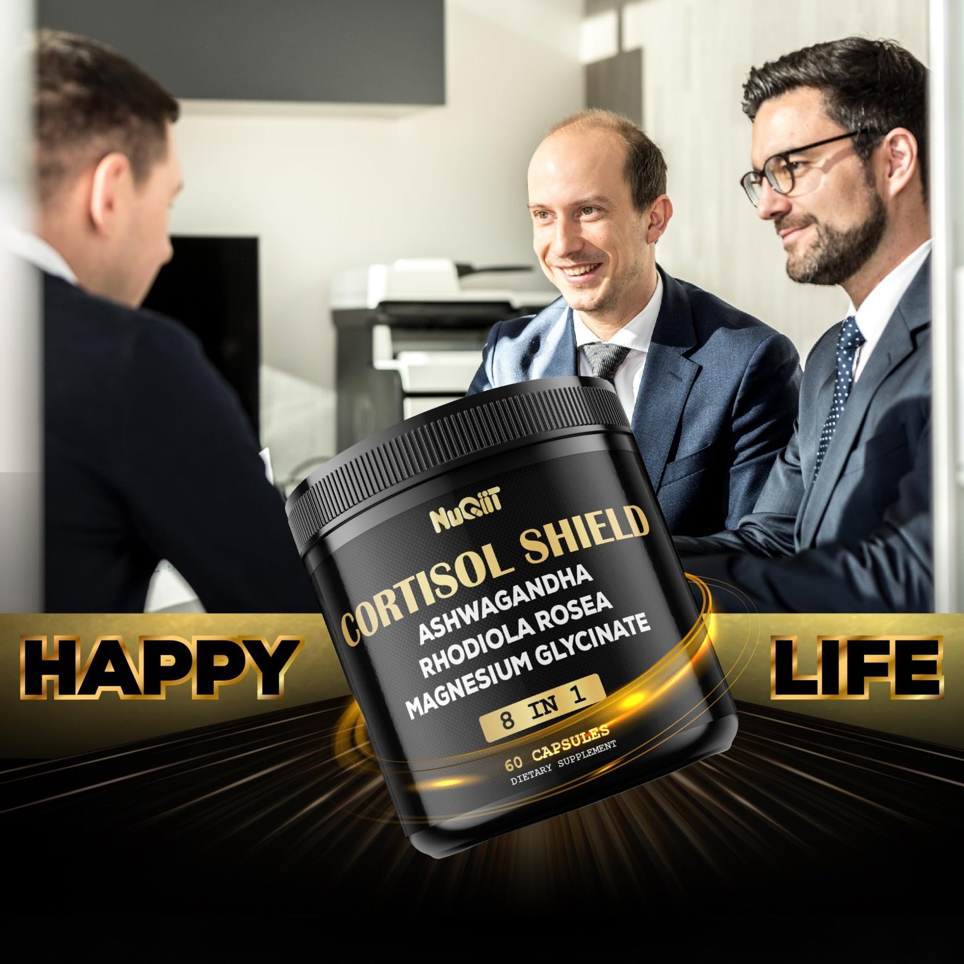 8in1 Cortisol Shield - Ashwagandha and Magnesium, Rhodiola Rosea, Lions Mane, Sea Moss, Turmeric, St Jonh's Wort - Mind& Mood Balance, Rest Well, Support Immume - 60 Capsules - OzHealthStandard
