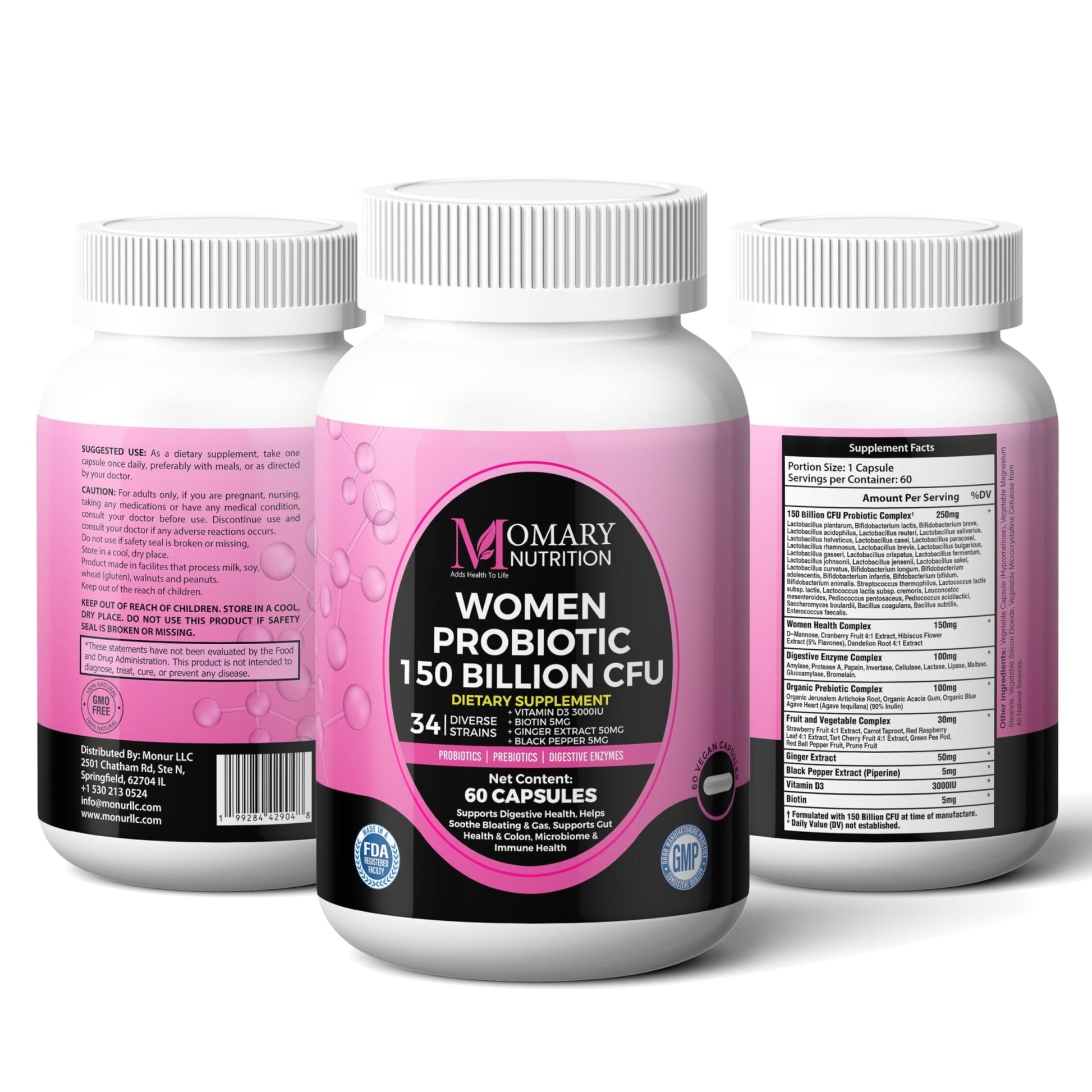 9-in-1 Bio Cultures Complex for Women – 150 Billion CFU Probiotics with 34 Diverse Strains, Organic Prebiotics, Postbiotics, Digestive Enzymes & Biotin – Supports Digestive Balance & Gut Microbiome - OzHealthStandard