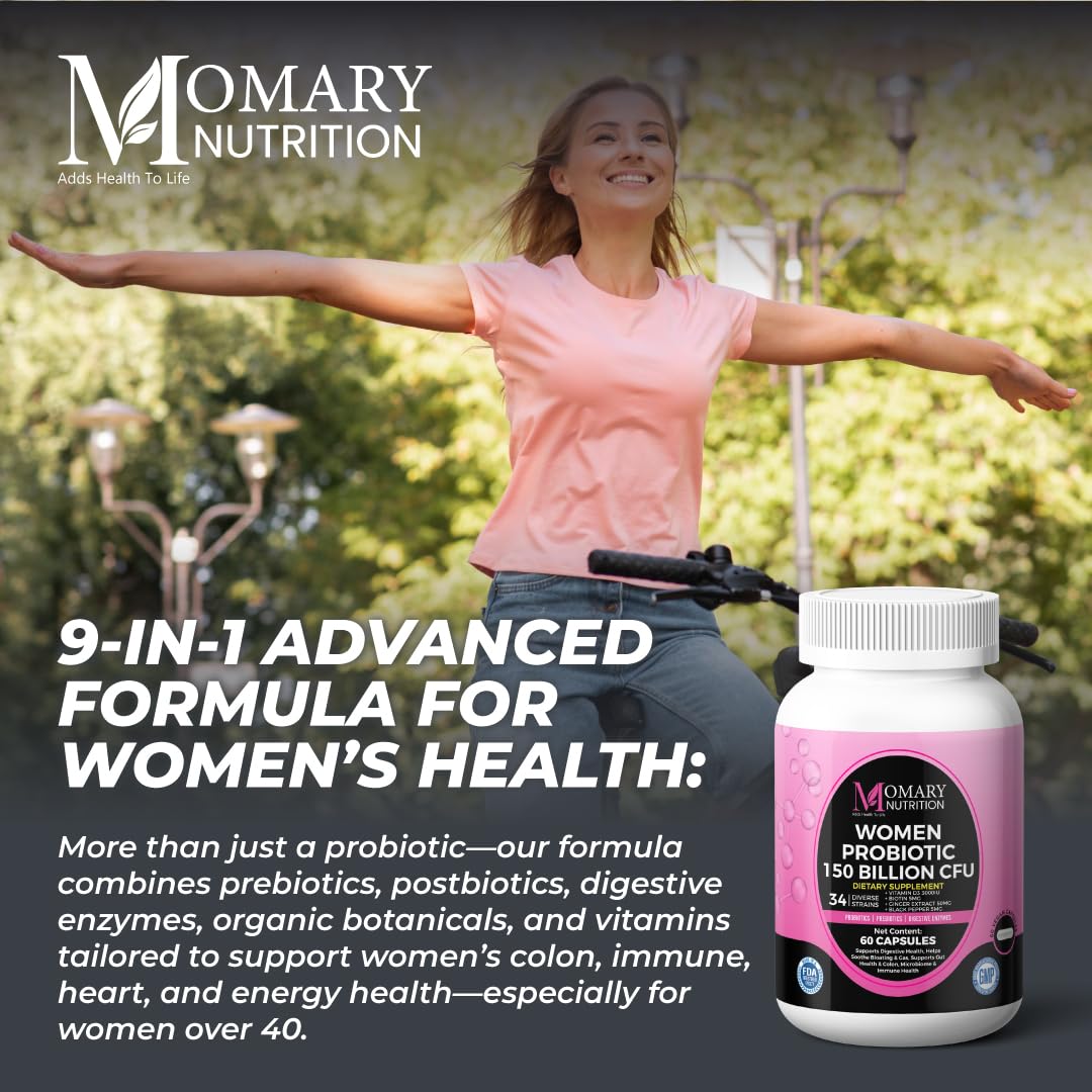 9-in-1 Bio Cultures Complex for Women – 150 Billion CFU Probiotics with 34 Diverse Strains, Organic Prebiotics, Postbiotics, Digestive Enzymes & Biotin – Supports Digestive Balance & Gut Microbiome - OzHealthStandard