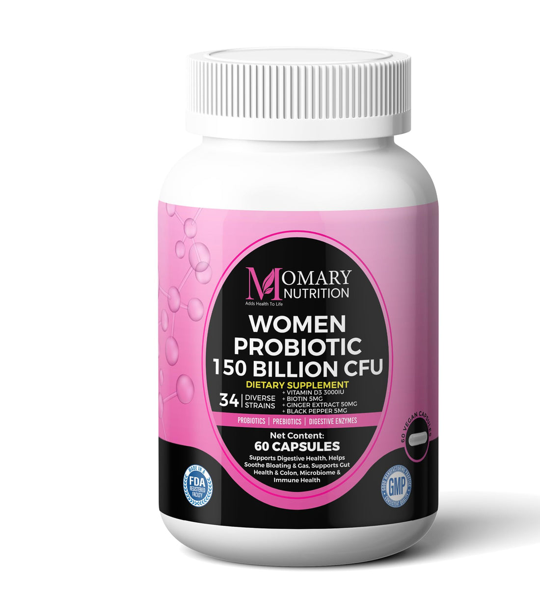 9-in-1 Bio Cultures Complex for Women – 150 Billion CFU Probiotics with 34 Diverse Strains, Organic Prebiotics, Postbiotics, Digestive Enzymes & Biotin – Supports Digestive Balance & Gut Microbiome - OzHealthStandard