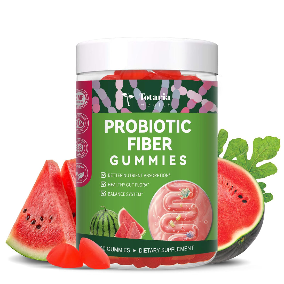 9-in-1 Probiotic Prebiotic Fiber Gummies for Adults & Teens, Sugar-free Fiber Supplement with Psyllium Husk, FOS, Inulin, ACV & 5 Billion CFU Bacillus Coagulans - OzHealthStandard