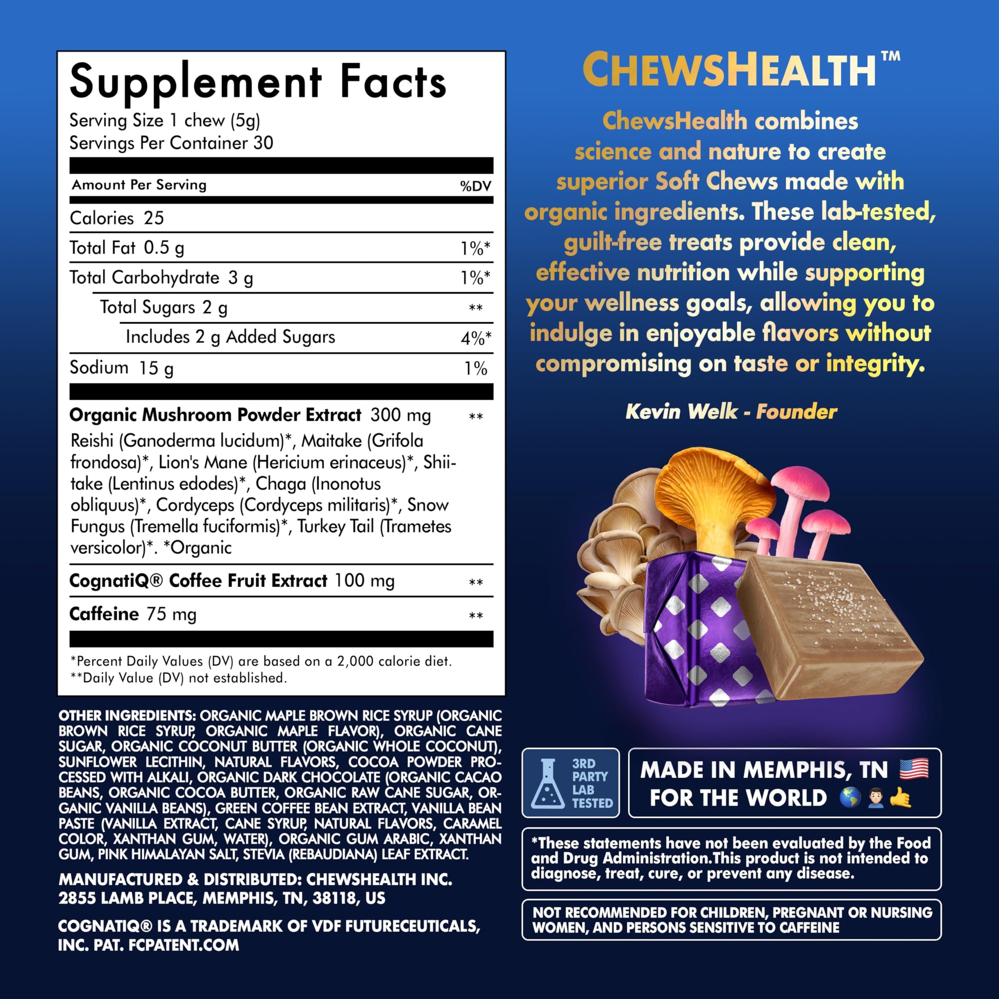 DynaMind iQ Brain Supplement for Memory and Focus for Adults - Nootropic Chews | Coffee Fruit & Mushroom Supplement Blend, Memory Focus Supplement, Caffeine Focus Pills Alternative, 30 Count CHEWSHEALTH buy supplements canada
