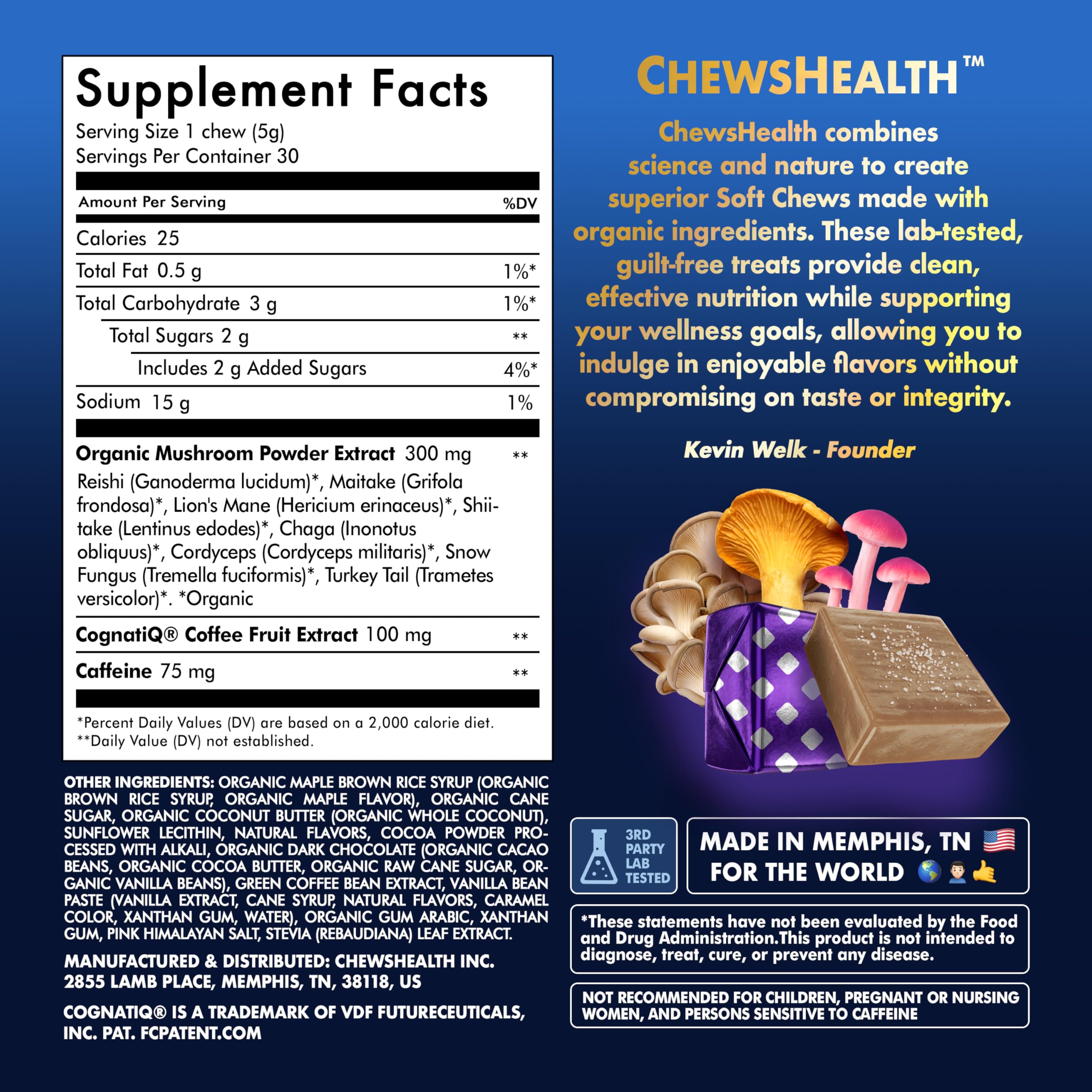 DynaMind iQ Brain Supplement for Memory and Focus for Adults - Nootropic Chews | Coffee Fruit & Mushroom Supplement Blend, Memory Focus Supplement, Caffeine Focus Pills Alternative, 30 Count CHEWSHEALTH buy supplements canada