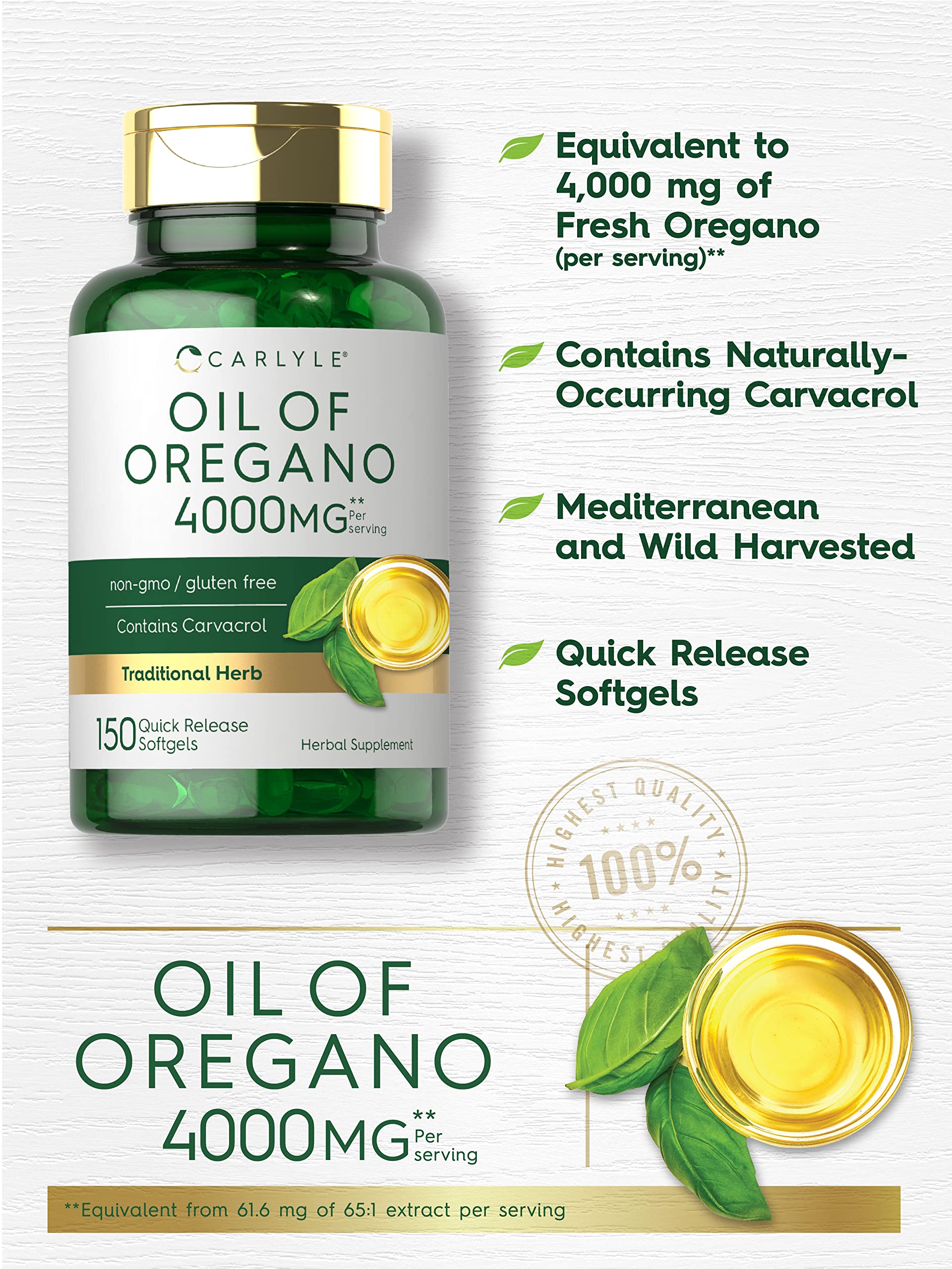 Oregano Oil Extract | Max Potency | 150 Softgel Capsules | Non-GMO and Gluten Carlyle buy supplements canada