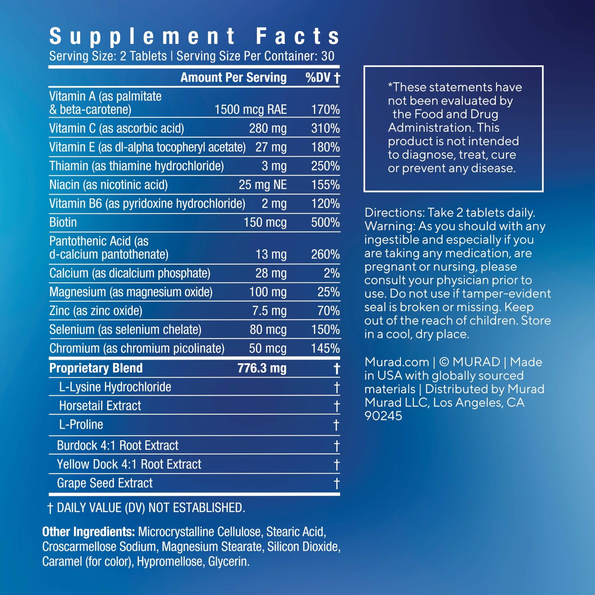 Murad Pure Skin Acne Supplements – 60 Tablets – Clear Skin Support with Blend of Vitamin A & B6, Zinc, Amino Acids, & Burdock Root – Promotes Healthy Skin, Oil Balance, Gut Health & Stress Relief Murad buy supplements canada