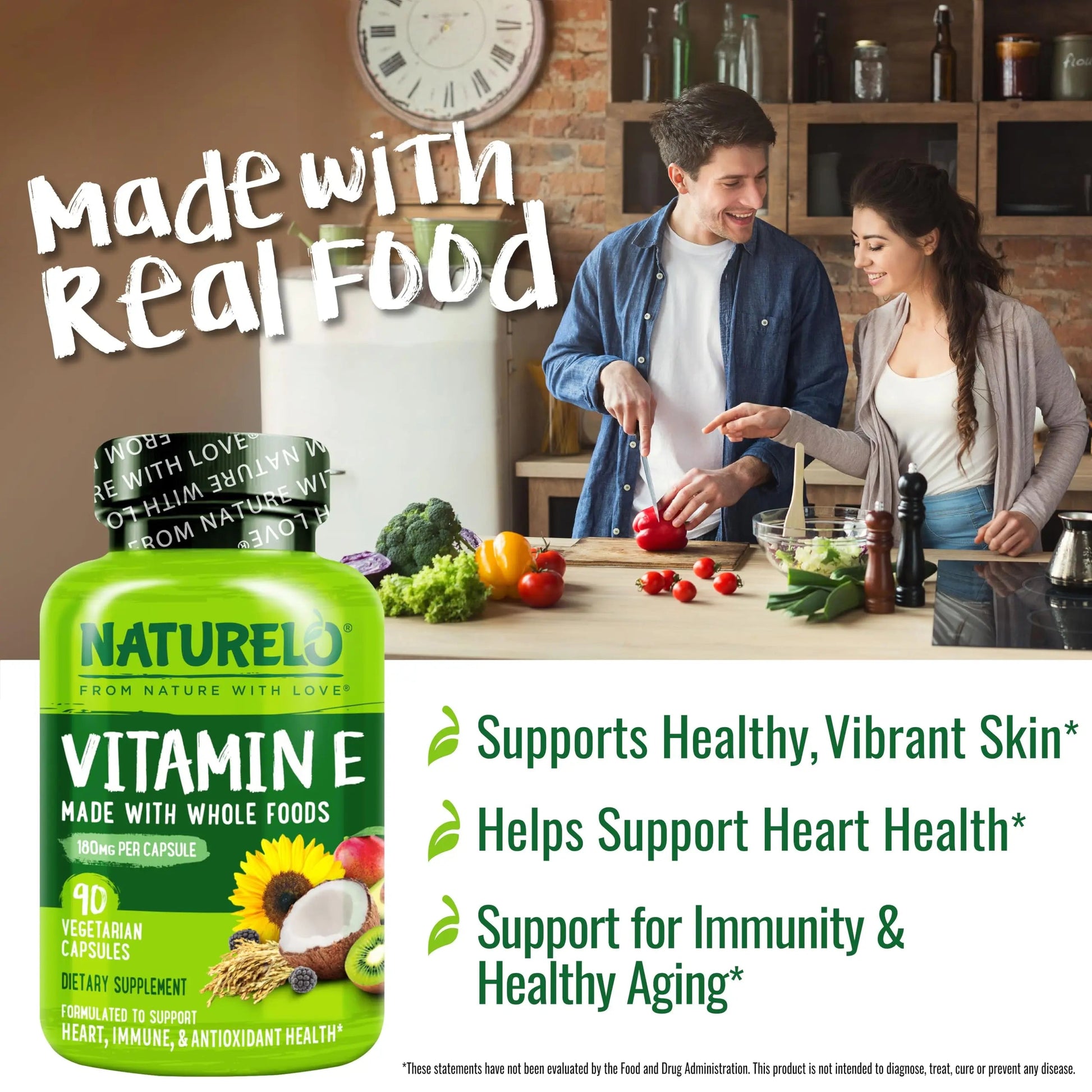 NATURELO Vitamin E Capsules 180 mg - 90 Vegan Capsules | Supports Skin, Hair, and Nails | Immune and Eye Health | NATURELO buy supplements canada