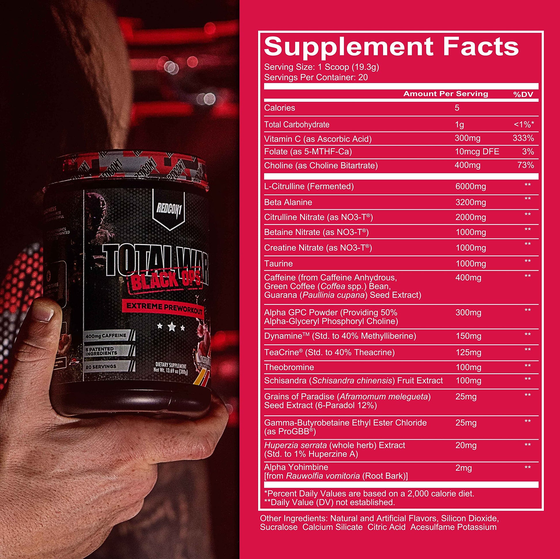 REDCON1 Total War Black Ops Extreme Preworkout Powder, Tigers Blood, High Stimulant REDCON1 buy supplements canada