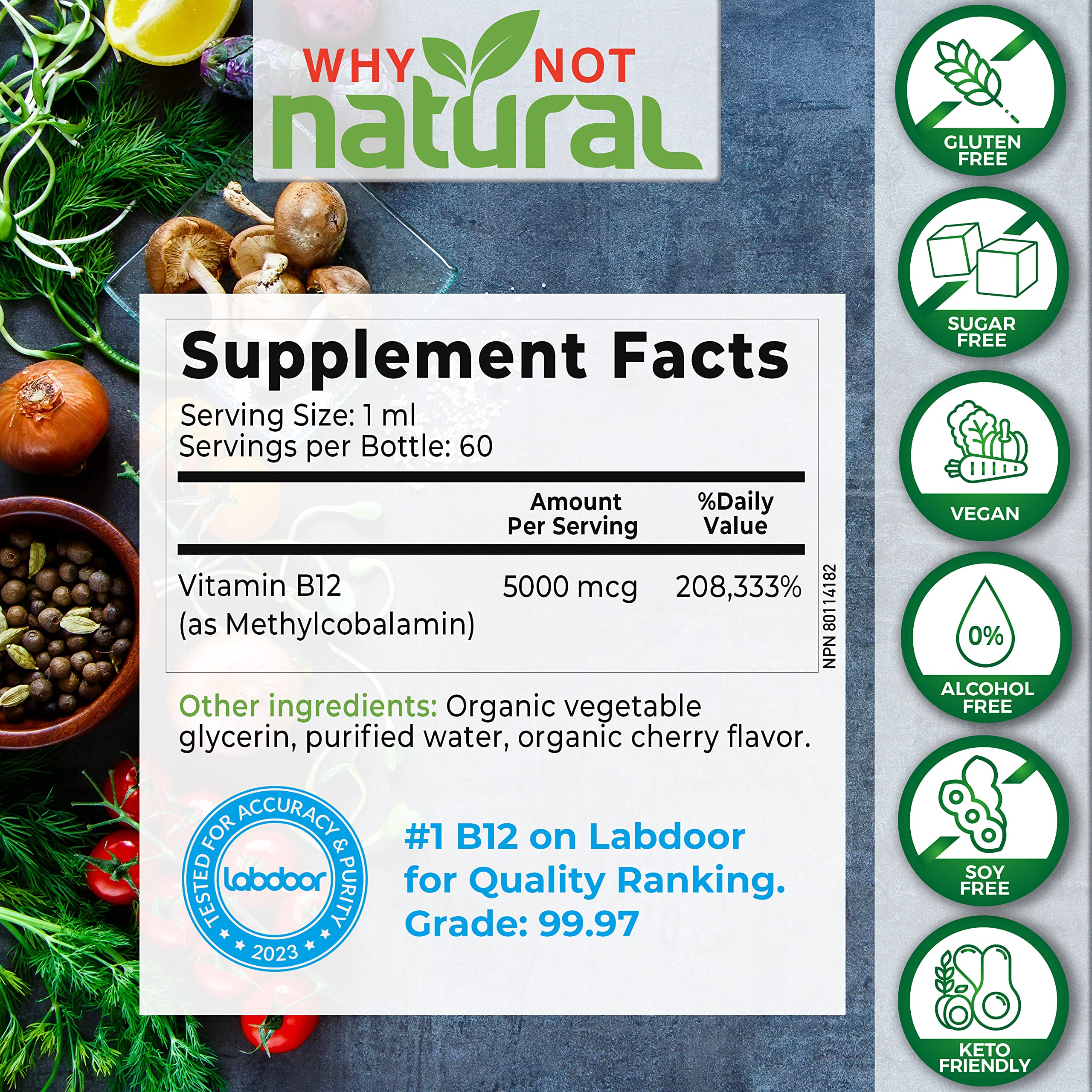 Why Not Natural Organic Vitamin B12 Liquid - Sublingual Extra Strength 60 x 5000 mcg Why Not Natural buy supplements canada
