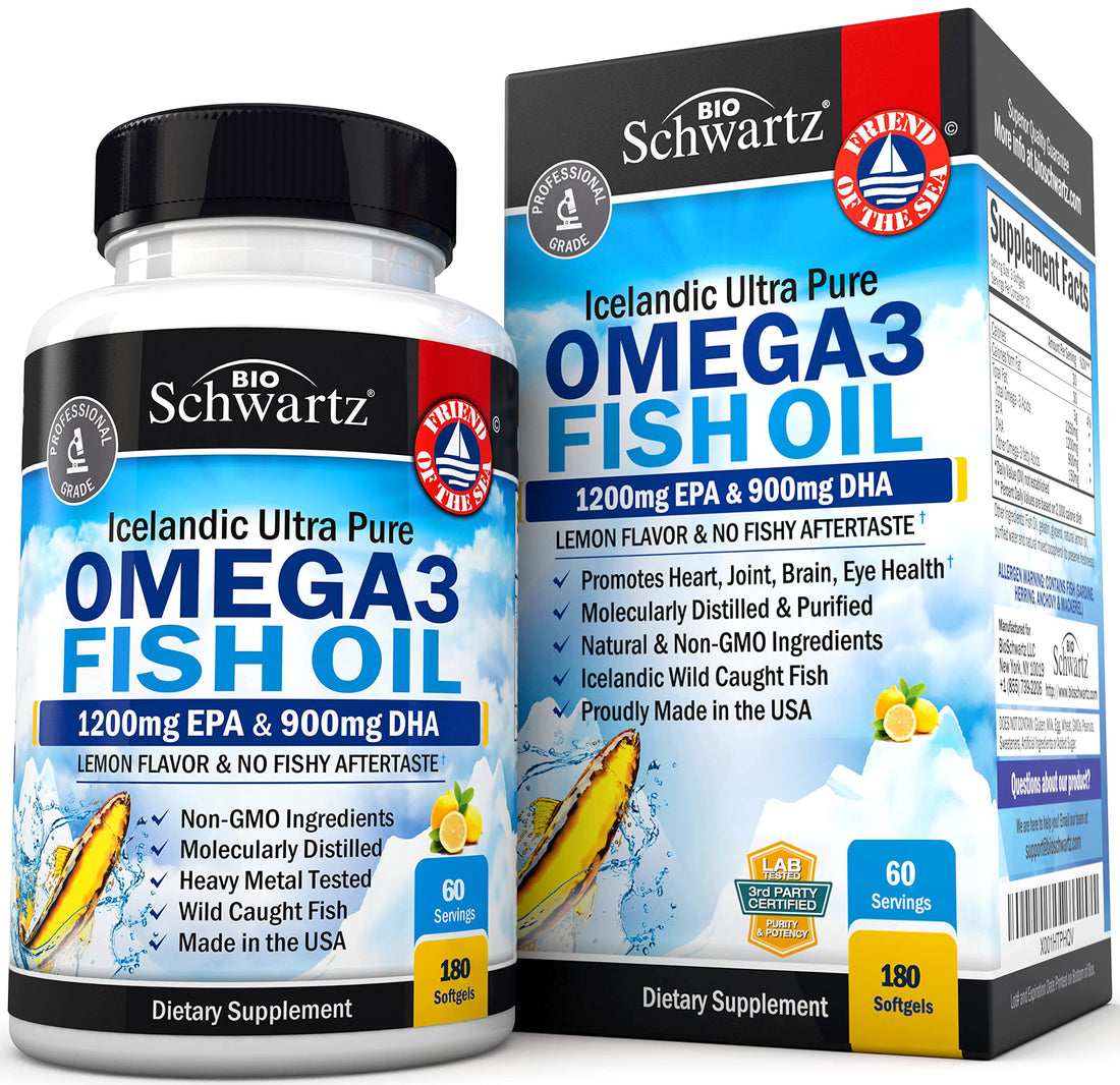 Omega 3 Fish Oil Supplement - 1200mg EPA and 900mg DHA Fatty Acid Per Serving BioSchwartz buy supplements canada