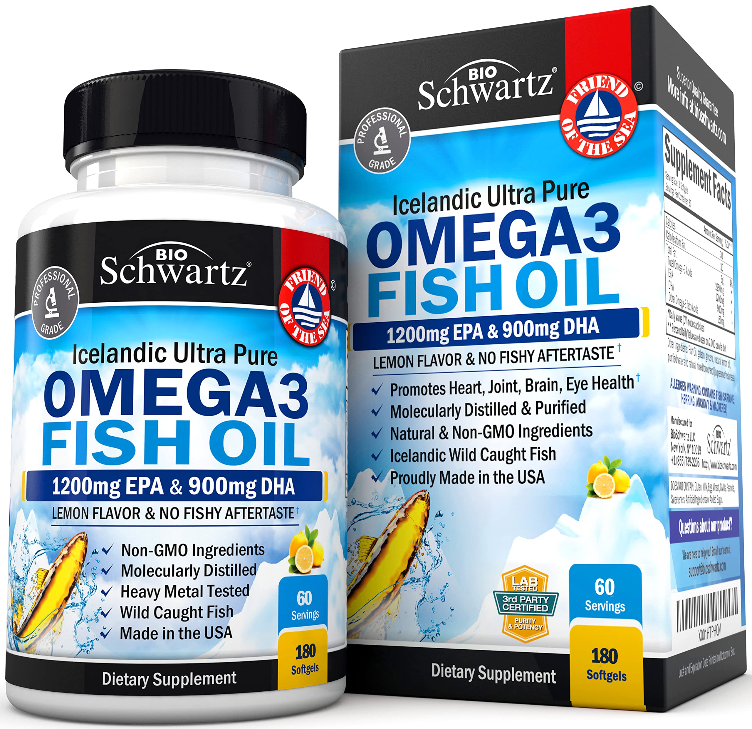 Omega 3 Fish Oil Supplement - 1200mg EPA and 900mg DHA Fatty Acid Per Serving BioSchwartz buy supplements canada