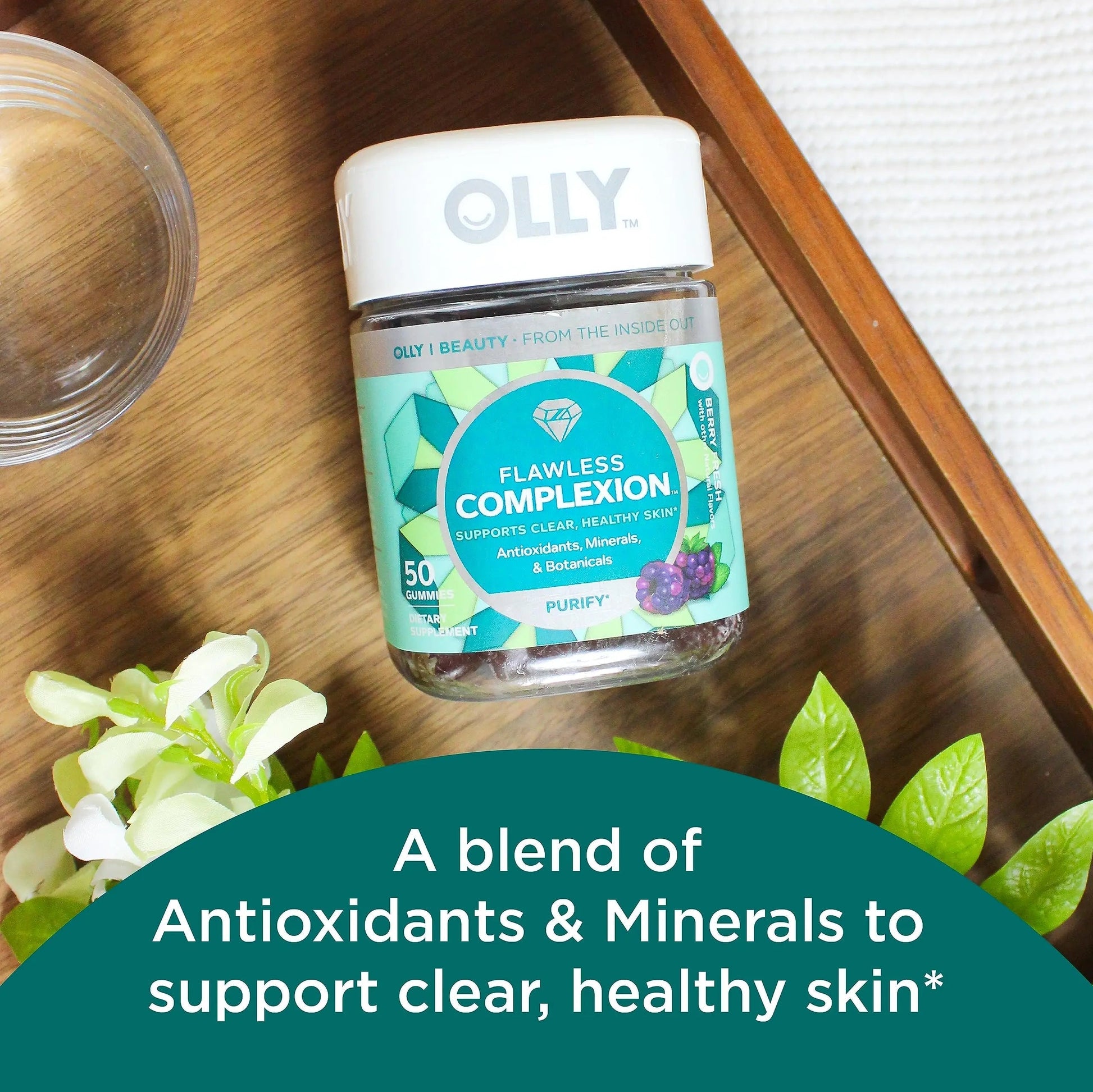 OLLY Undeniable Beauty Gummy & Flawless Complexion Gummy, Clear and Healthy Skin Support, Vitamins E, A, Zinc, Chewable Supplement, Berry - 50 Count (Pack of 1) OLLY buy supplements canada