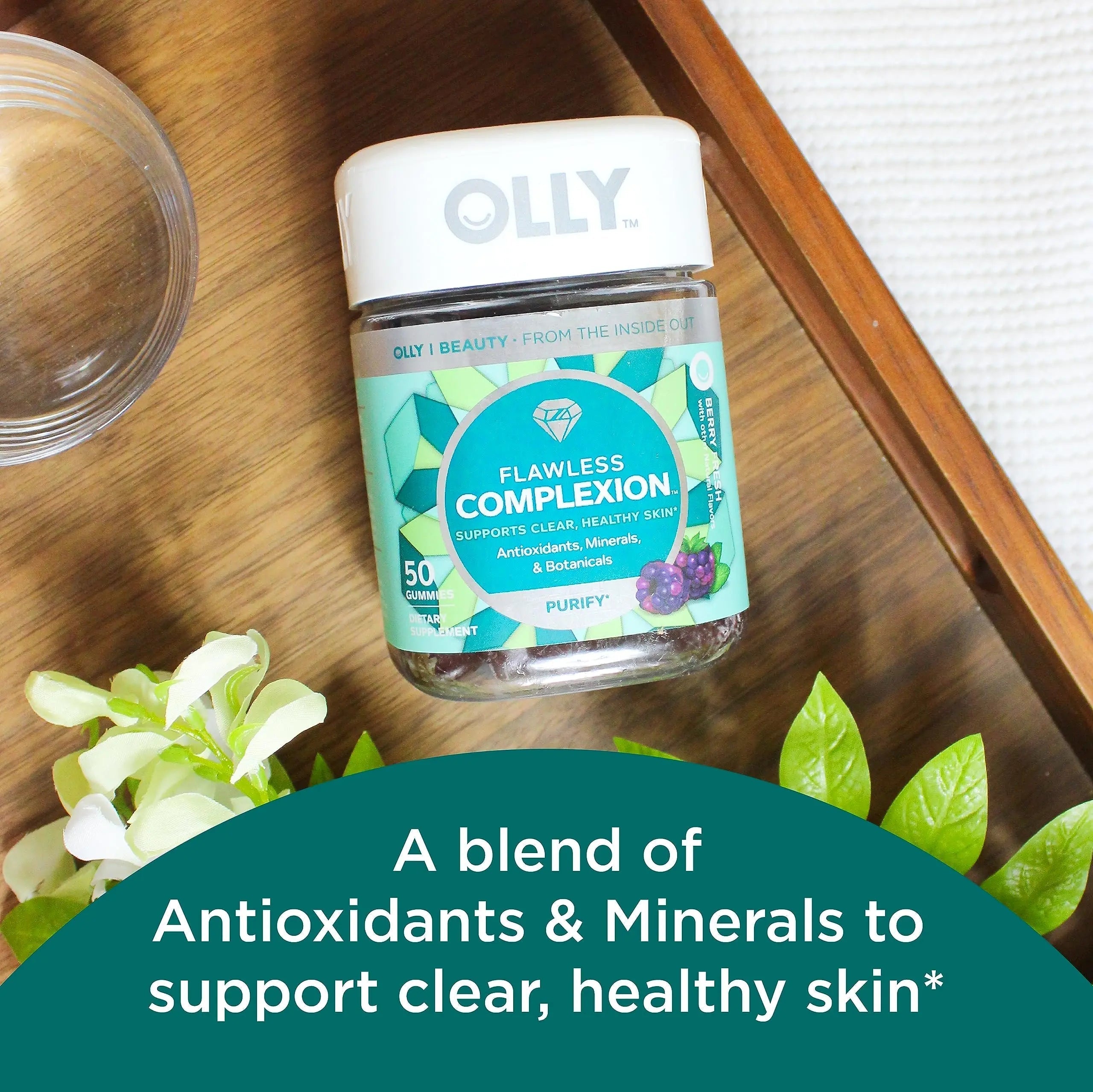 OLLY Undeniable Beauty Gummy & Flawless Complexion Gummy, Clear and Healthy Skin Support, Vitamins E, A, Zinc, Chewable Supplement, Berry - 50 Count (Pack of 1) OLLY buy supplements canada