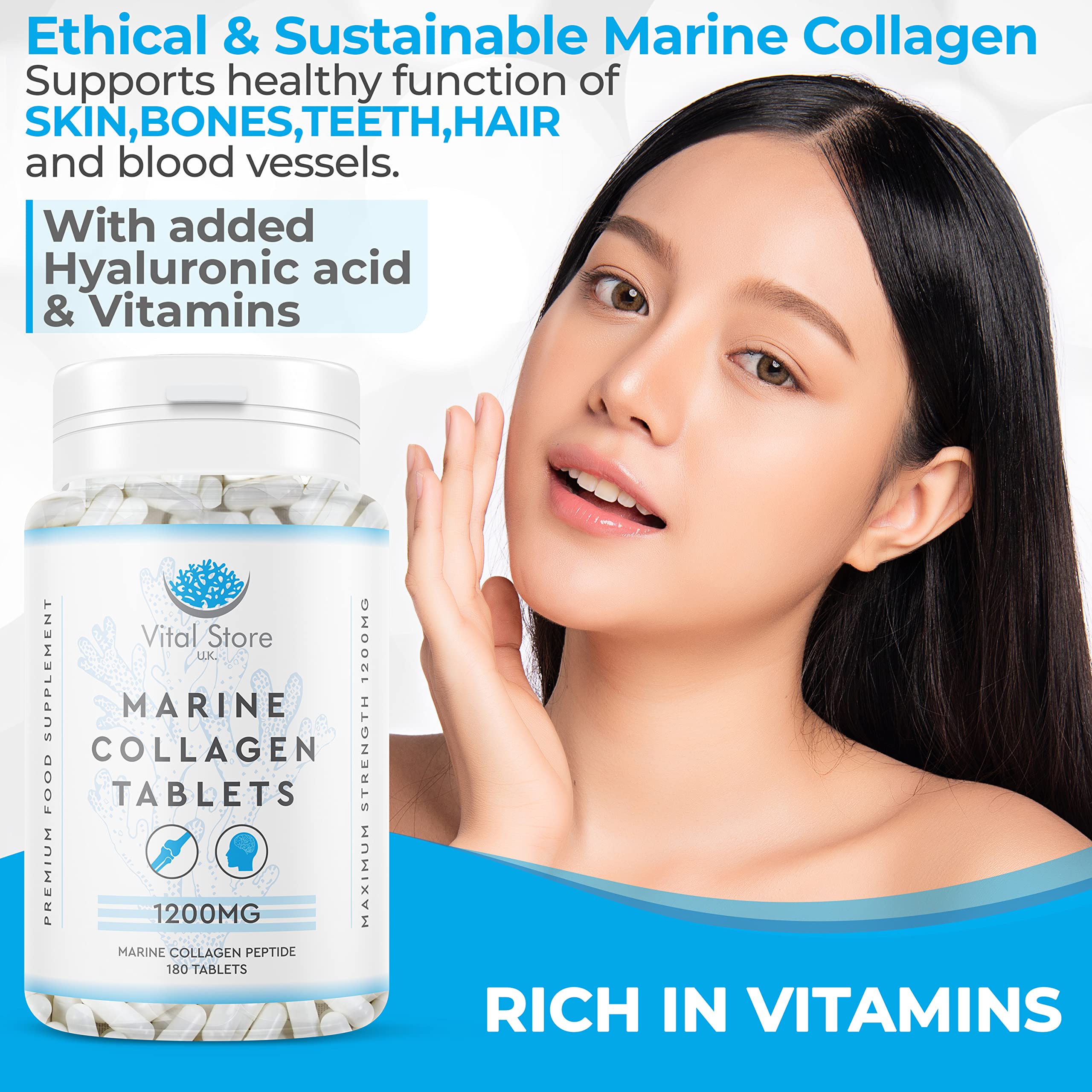 Marine Collagen Peptide Tablets 1200MG - 6 Month Supply - 180 High Strength Collagen Tablets My Store buy supplements canada