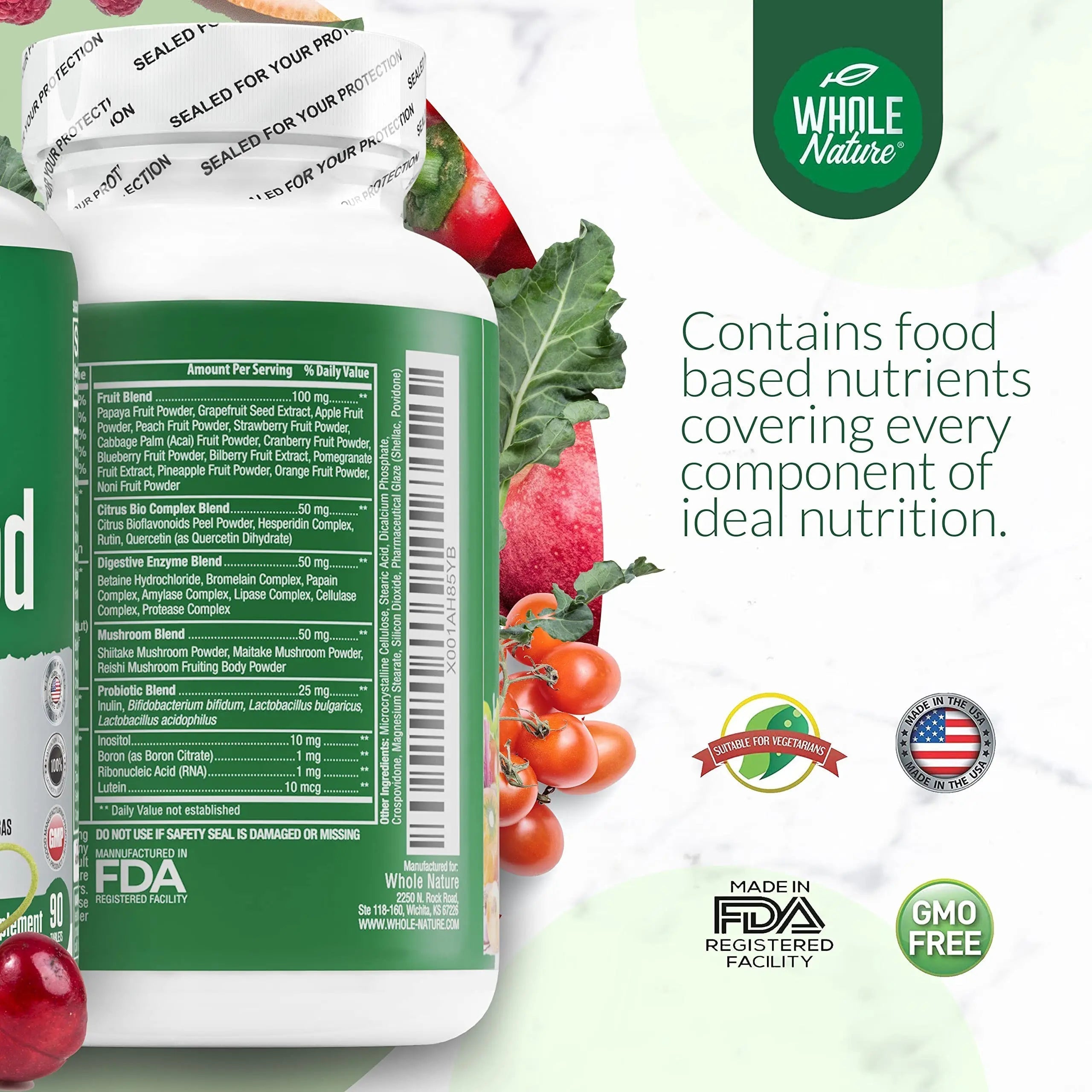 Whole Nature Whole Food Multivitamin for Men and Women Complete Daily Superfood Vitamins Plus Minerals Digestive Enzymes Whole Nature buy supplements canada