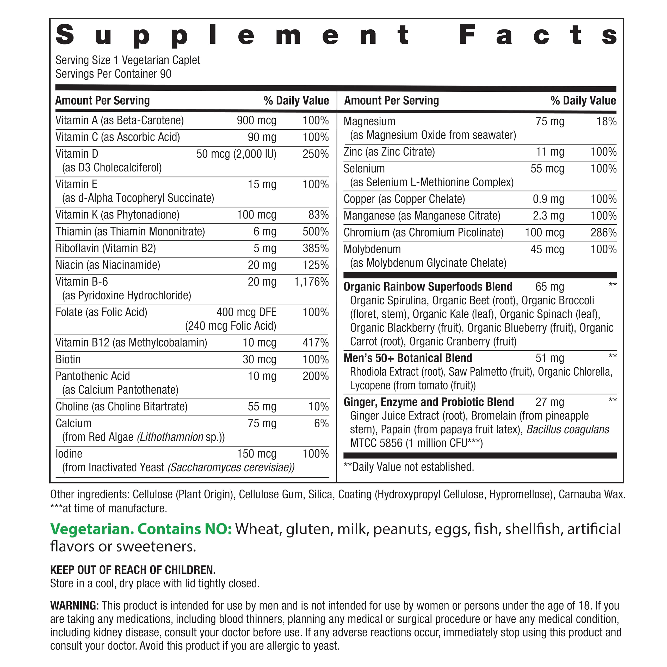 Rainbow Light Mens Multivitamin One + for 50 Plus | 90 Caplets | Supports Muscle Health | with Vitamins C, D, and Zinc Rainbow Light buy supplements canada