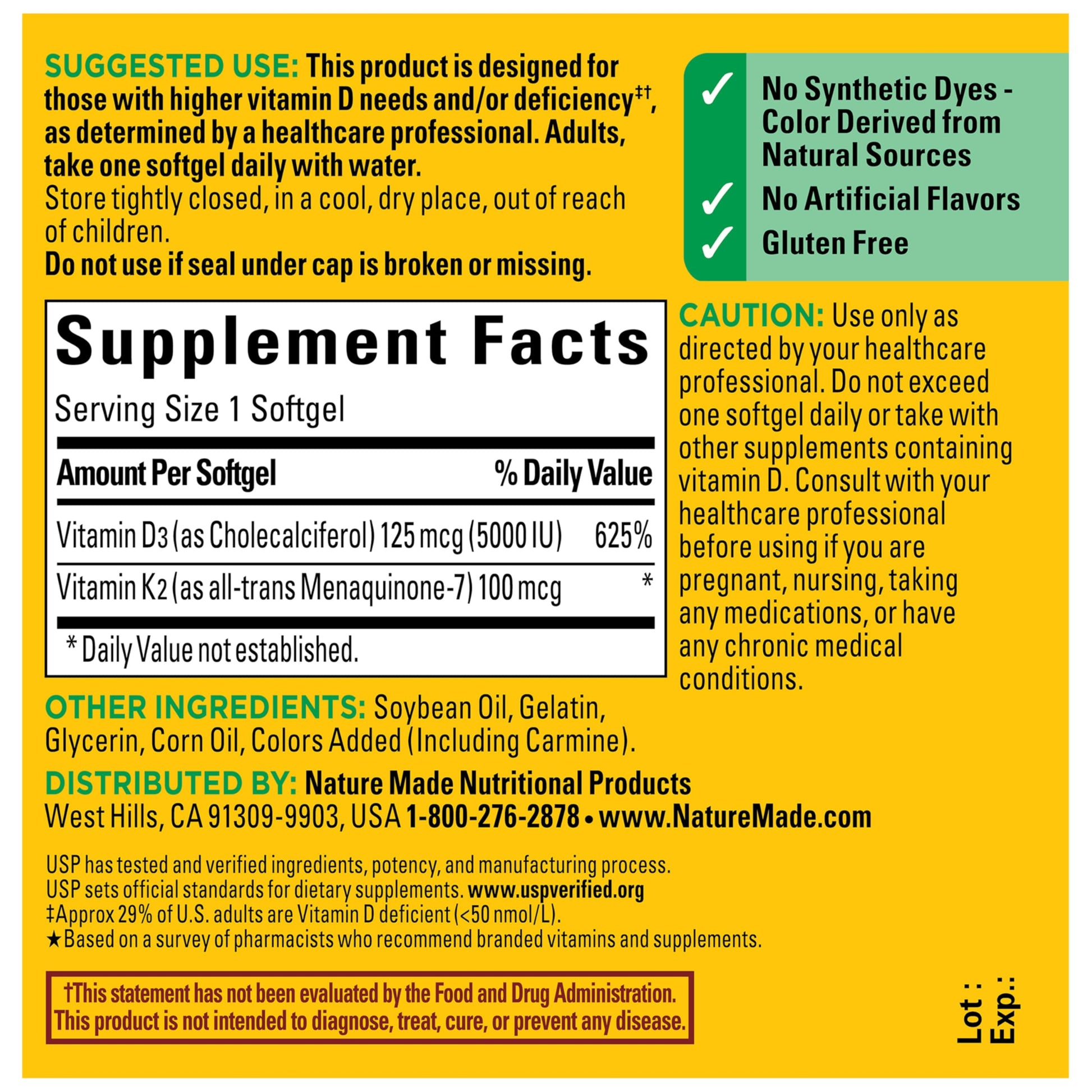 Nature Made Vitamin D3 K2 Supplement, 5000 IU (125 mcg) Vitamin D for Bone, Teeth, Muscle and Immune Support Nature Made buy supplements canada