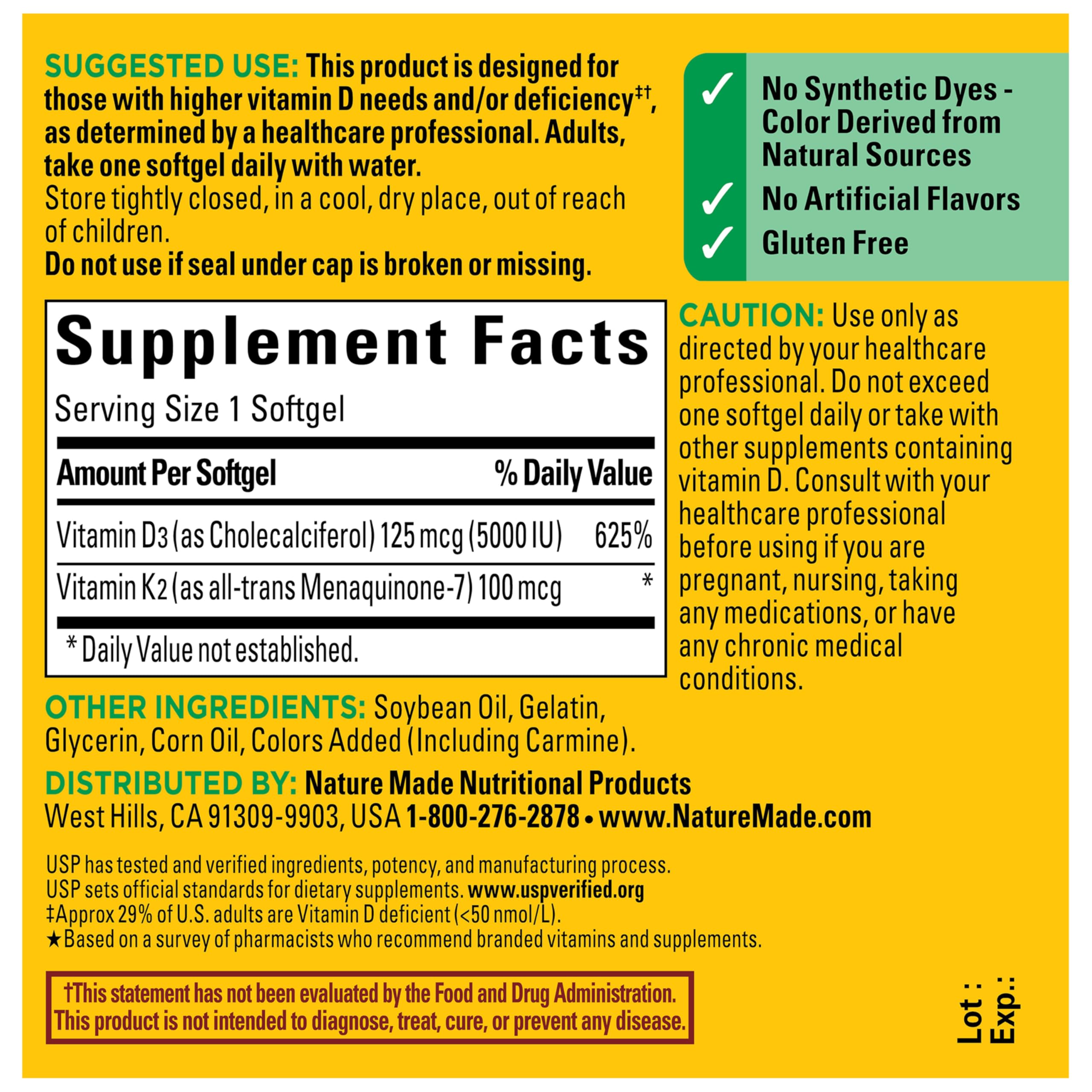 Nature Made Vitamin D3 K2 Supplement, 5000 IU (125 mcg) Vitamin D for Bone, Teeth, Muscle and Immune Support Nature Made buy supplements canada
