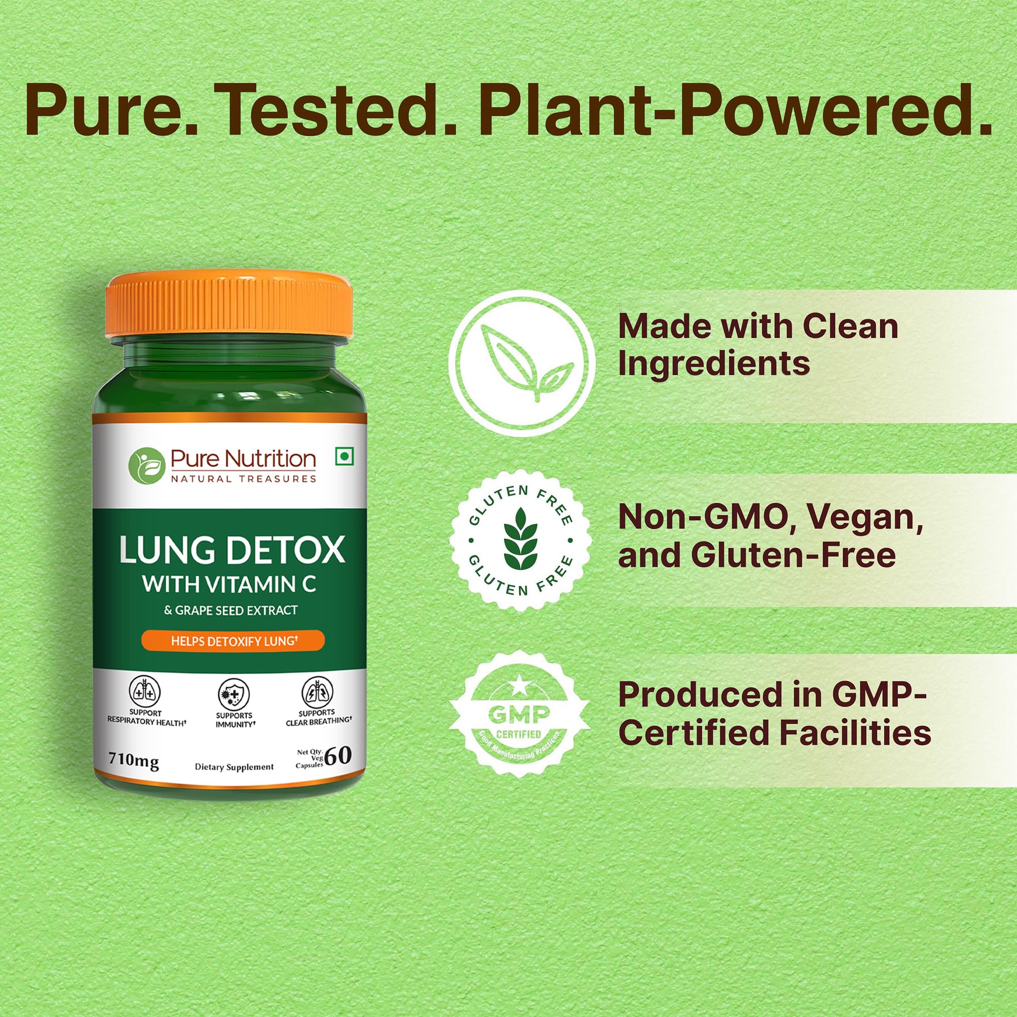 Pure Nutrition Lung Health Supplement | 60 Caps | Herbal Lung Support Formula with Quercetin, Vitamin C, Nettle, Vasaka Leaf, Lotus, Licorice & Ginger. PURE NUTRITION NATURAL TREASURES buy supplements canada