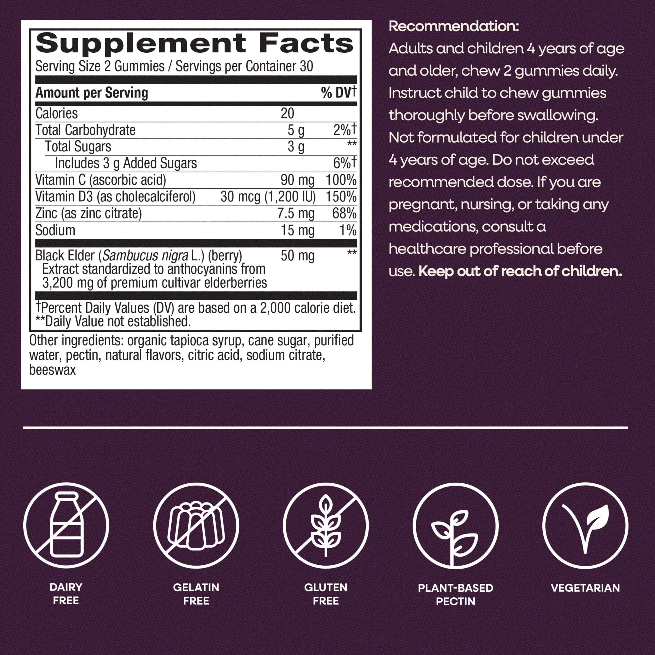 Nature’s Way Sambucus Elderberry Gummies, Immune Support Gummy for Adults & Kids Ages 4+ with Black Elderberry Extract, Vitamin C Nature's Way buy supplements canada