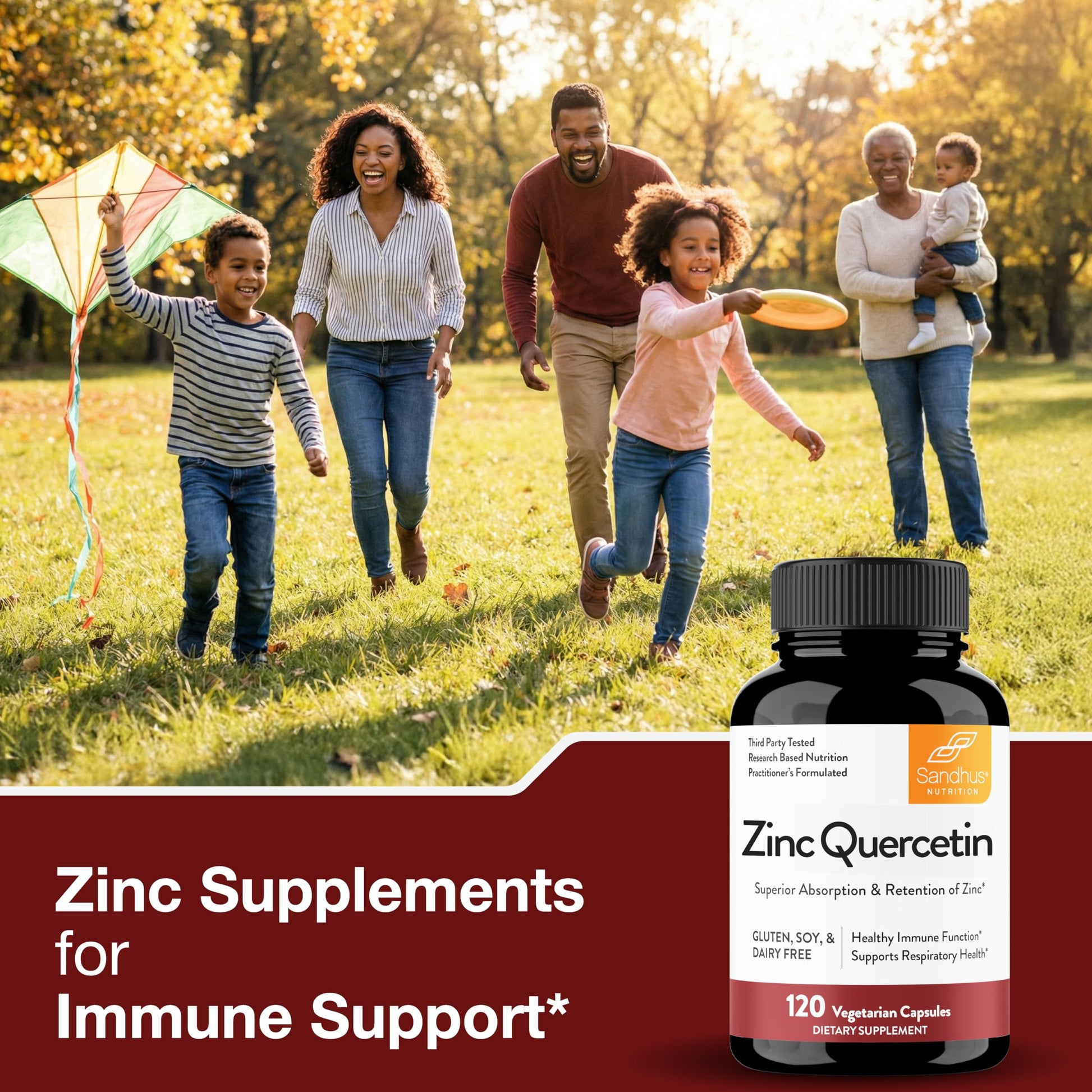 Sandhu's Zinc Quercetin 120 Vegetarian Capsules (Pack of 1) | High Absorption Zink Supplements for Immunity and Seasonal Allergy | Antioxidant Immune Support Sandhu's buy supplements canada