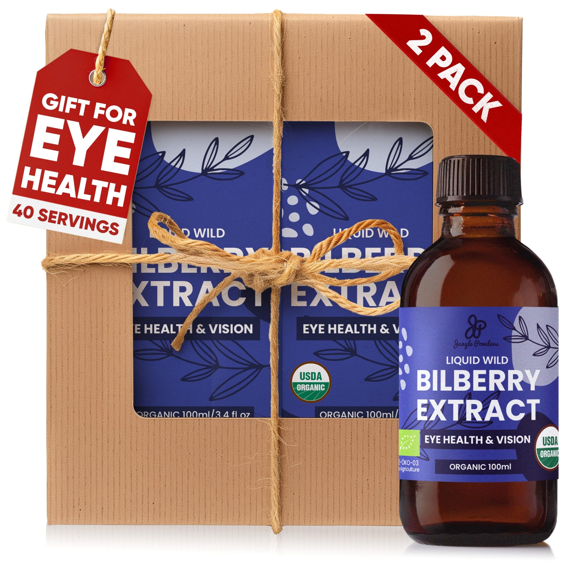 Grandpa Gifts from Granddaughter Wild Bilberry Extract USDA Organic Alcohol-Free 2x3.4oz Bottle of Liquid Bilberry Gift for Grandpa Health Gifts for Eyes High Bioavailability Liquid Extract 40 Serving Jungle Powders buy supplements canada